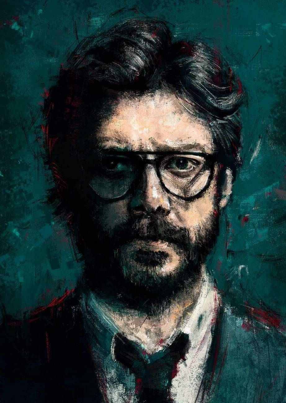 Professor money heist, bearded man, glasses, HD Phone Wallpaper