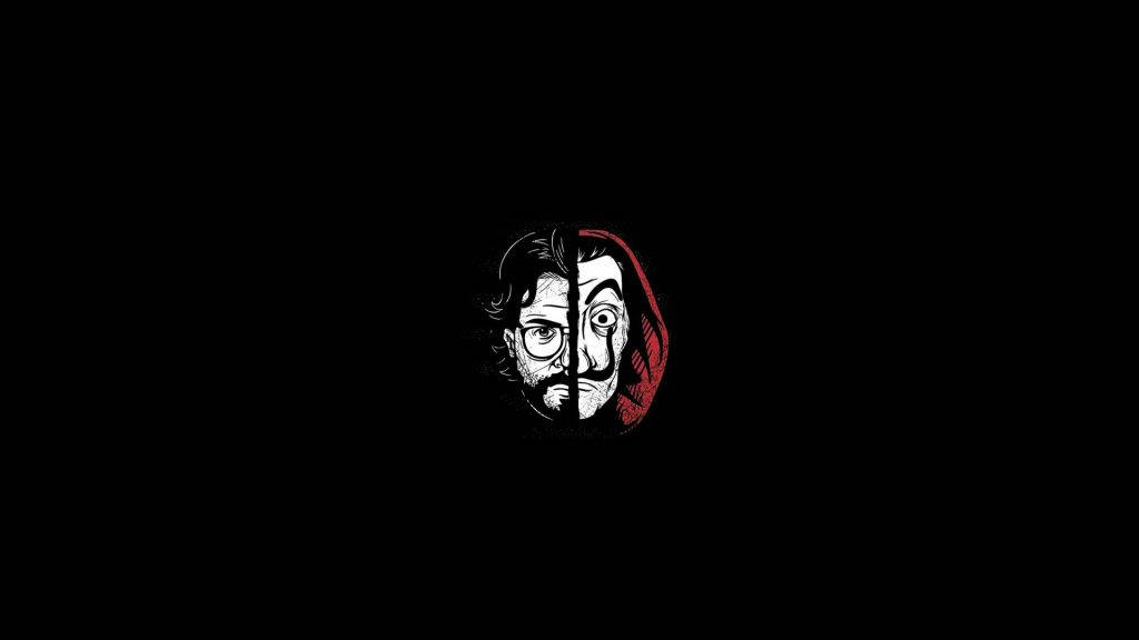 Professor Money Heist, minimalist art, black background, SD Desktop Wallpaper