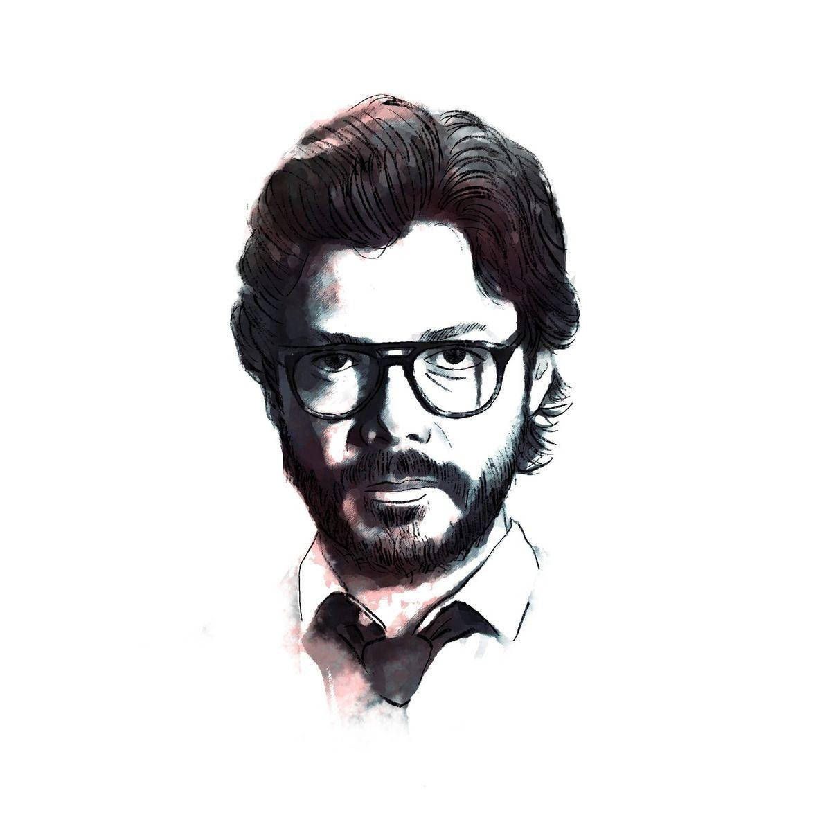 Professor money heist, pencil art, watercolor portrait, SD Desktop Wallpaper