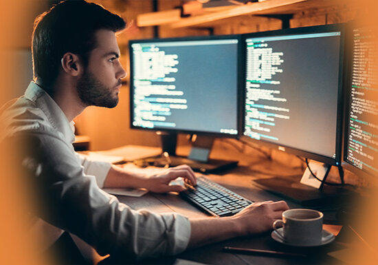 programmer, beard, wooden desk, SD Desktop Wallpaper