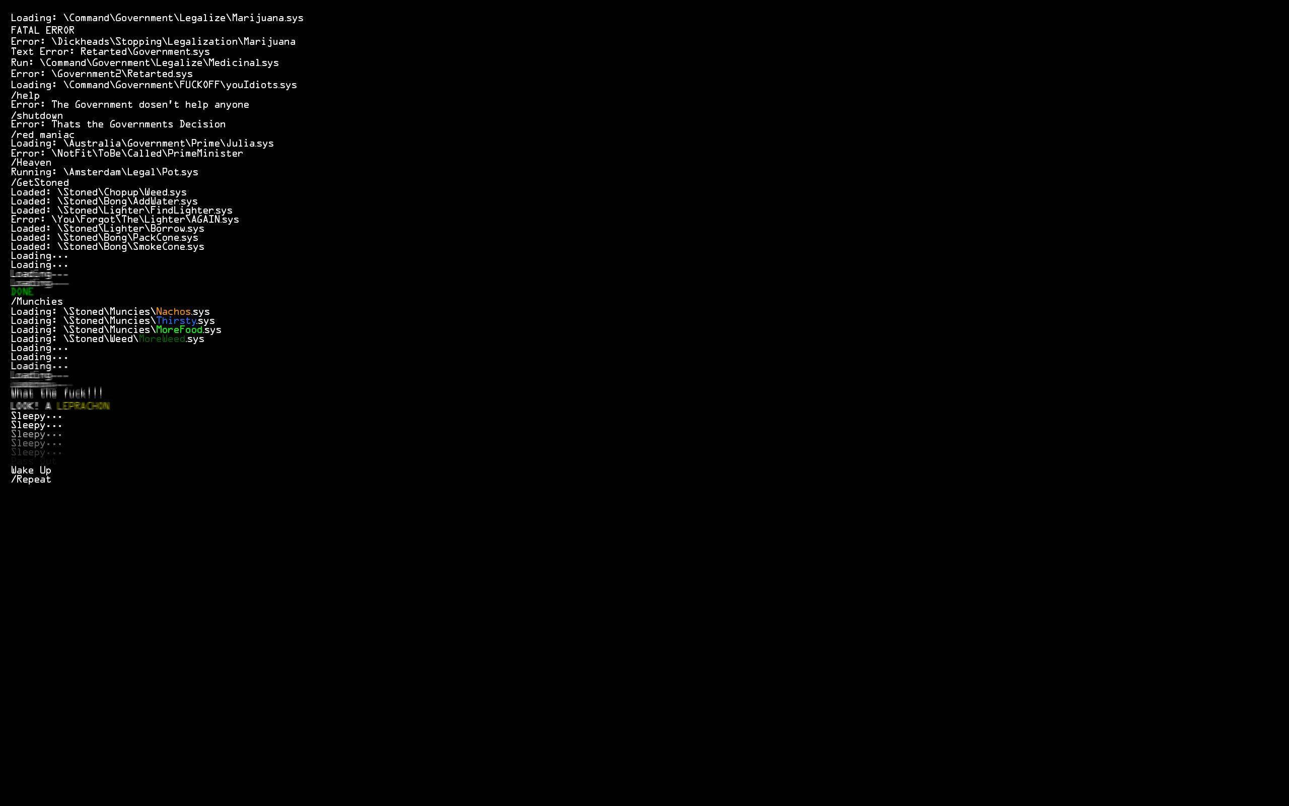 black screen, colorful terminal text, system errors, 2K Desktop Wallpaper