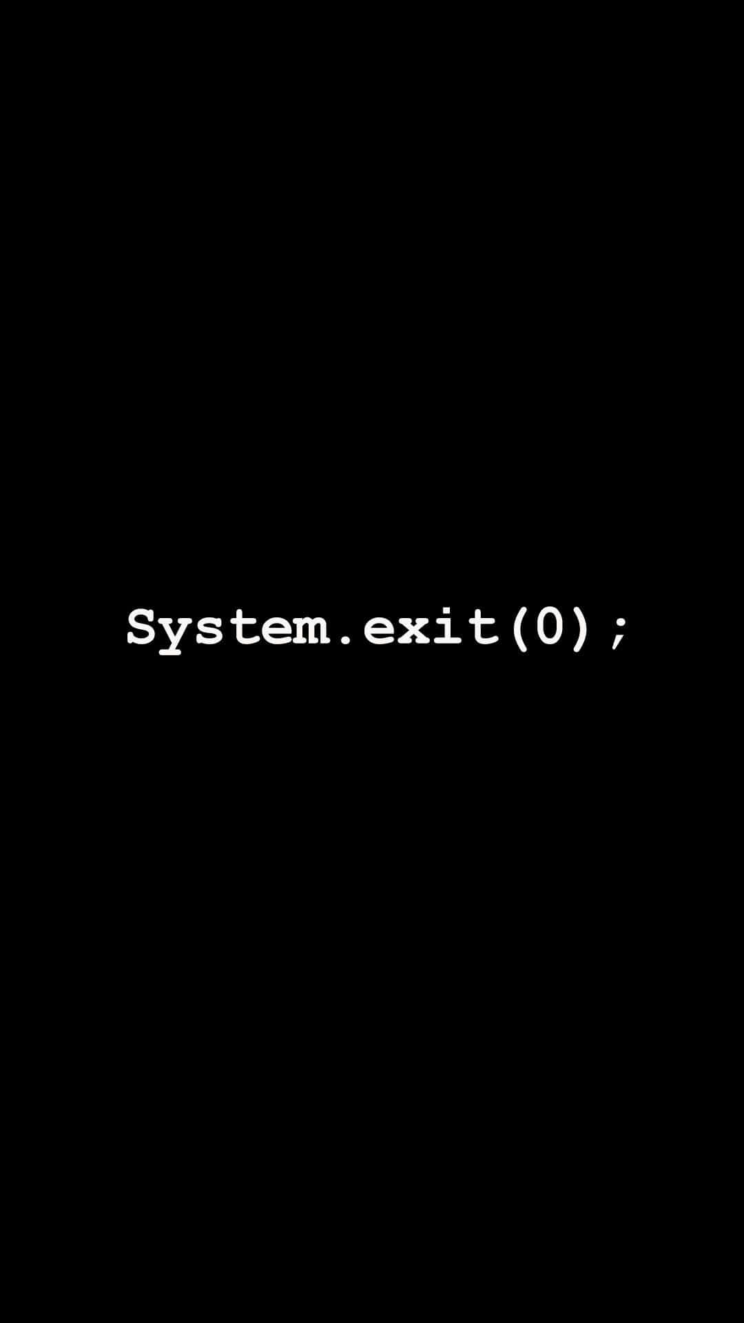 System.exit(0), white text, solid black background, Full HD Phone Wallpaper