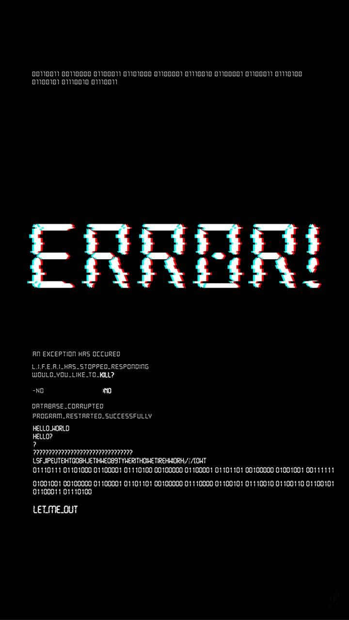 glitchy digital error message, distorted text, binary code, HD Phone Wallpaper