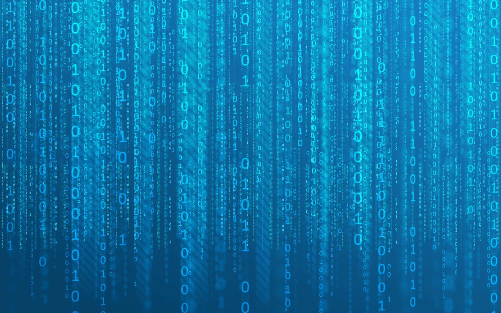 binary code, glowing binary code, deep blue gradient background, Full HD Desktop Wallpaper
