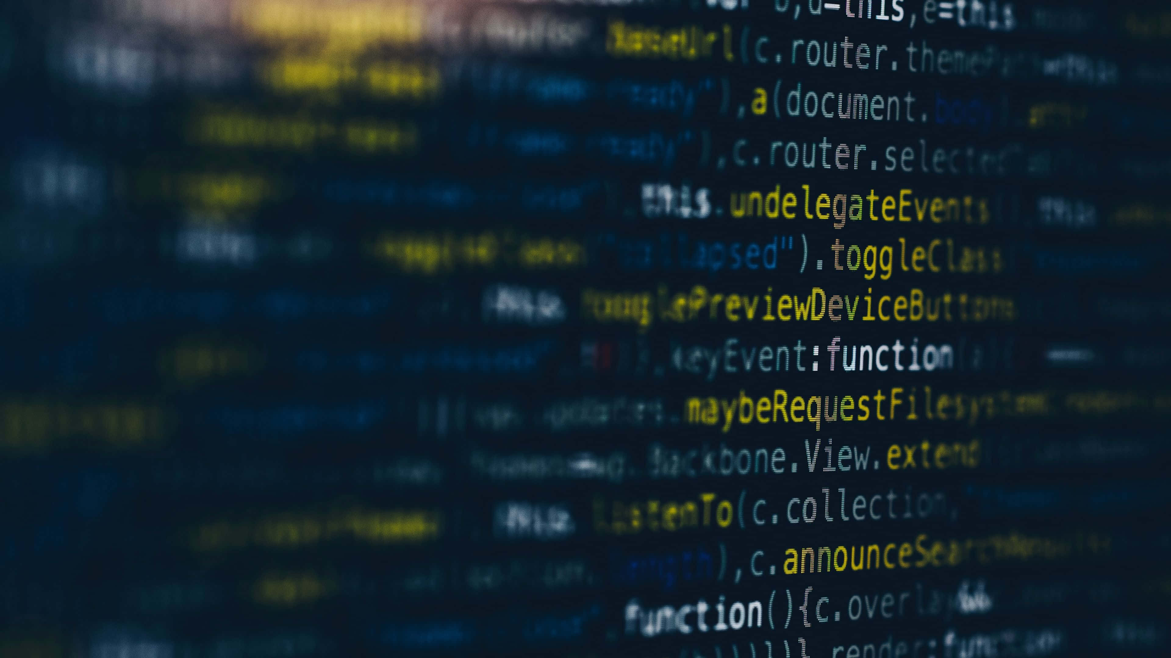 Programming HD, glowing code, dark blue digital space, 4K Desktop Wallpaper