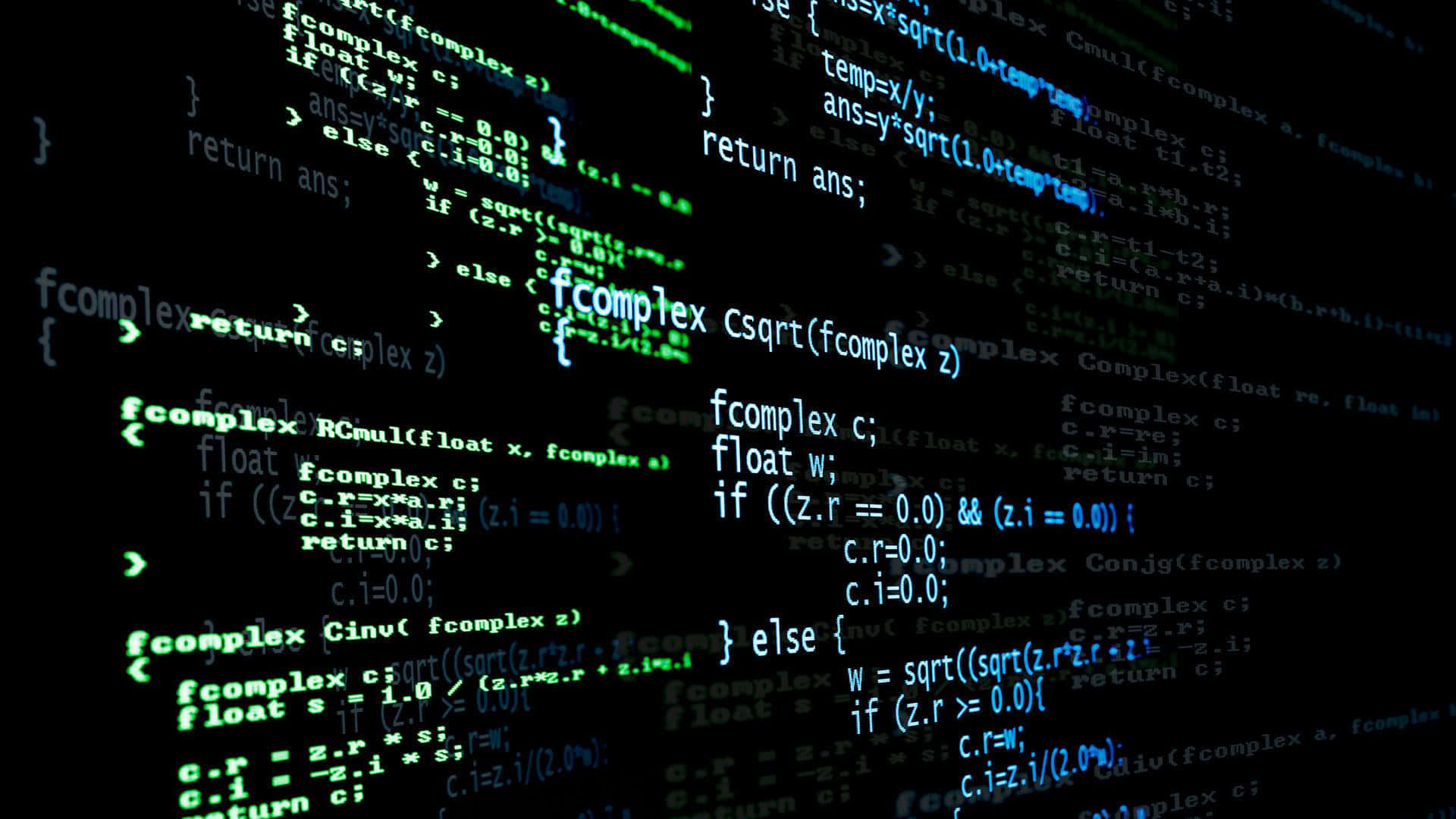 C programming, green, white glow, Full HD Desktop Wallpaper