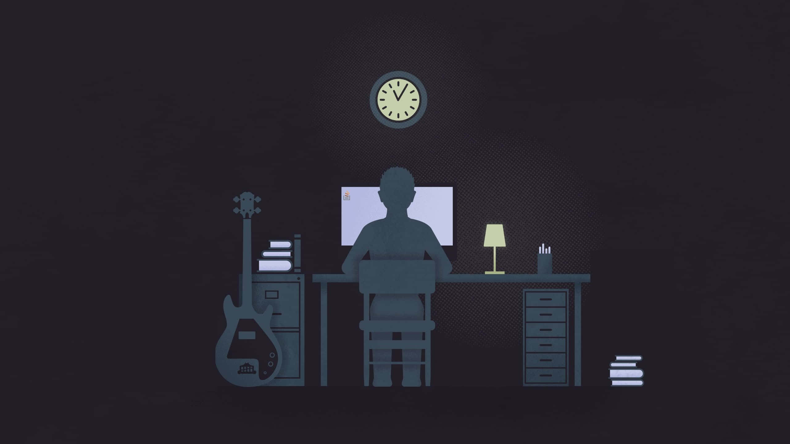 Programming HD, silhouette, glowing lamp, 2K Desktop Wallpaper