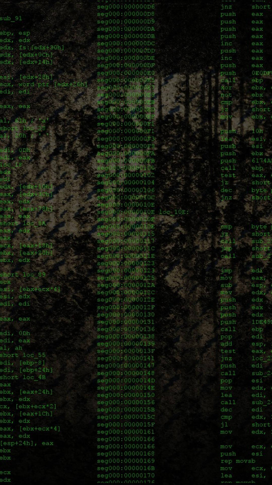 Programming iPhone, green codes, dirty screen, Full HD Phone Wallpaper