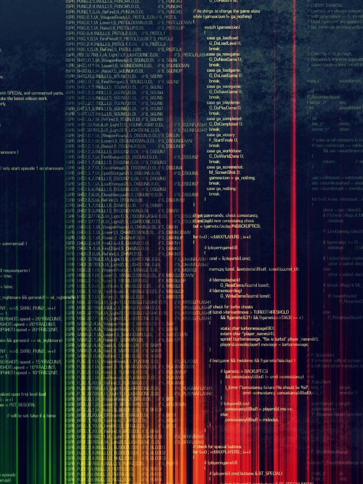 Programming iPhone, glitchy screen, green code, HD Phone Wallpaper