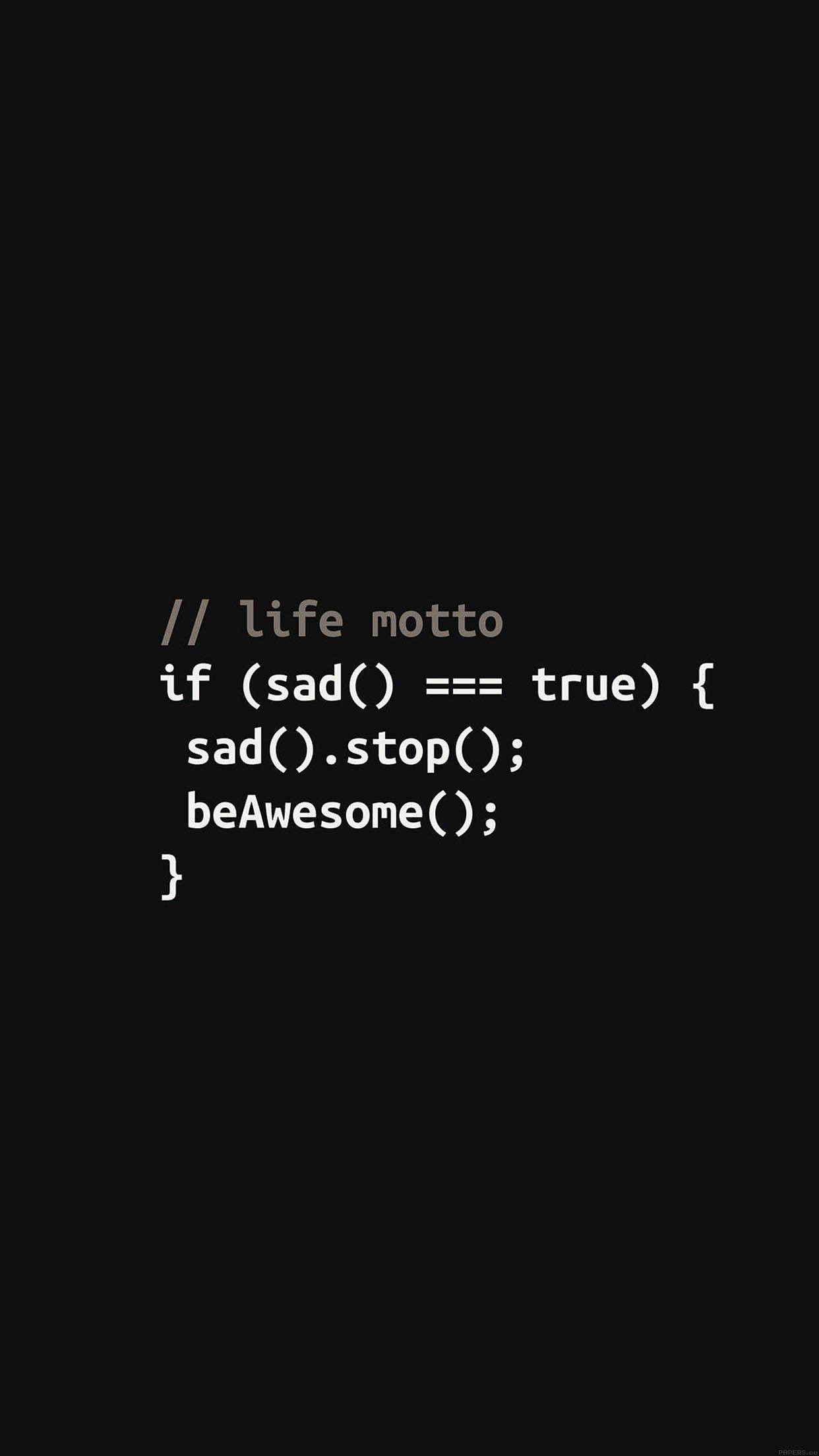 Programming iPhone, black background, white code text, Full HD Phone Wallpaper