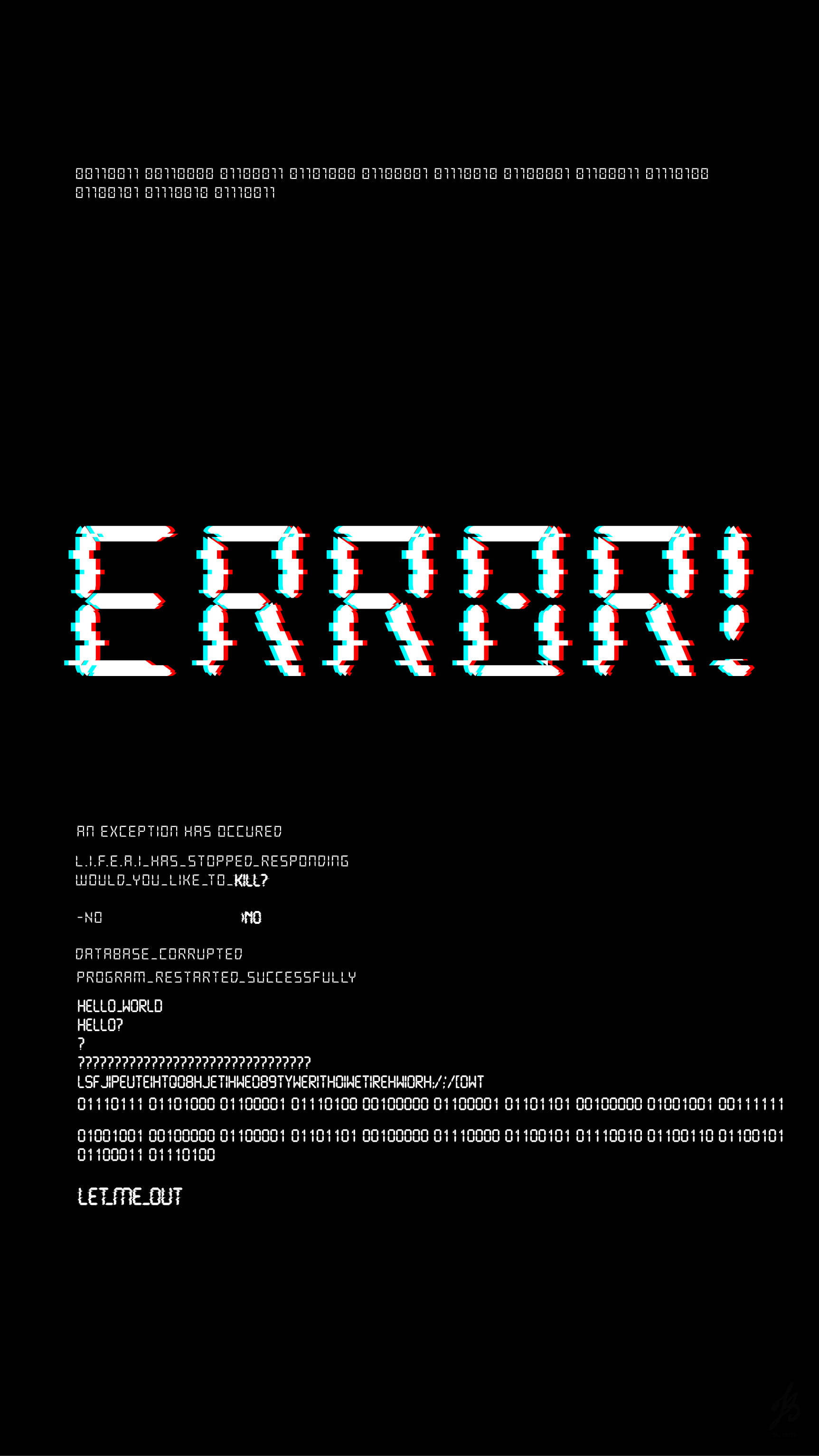 Programming iPhone, error notification, pixelated text, 2K Phone Wallpaper