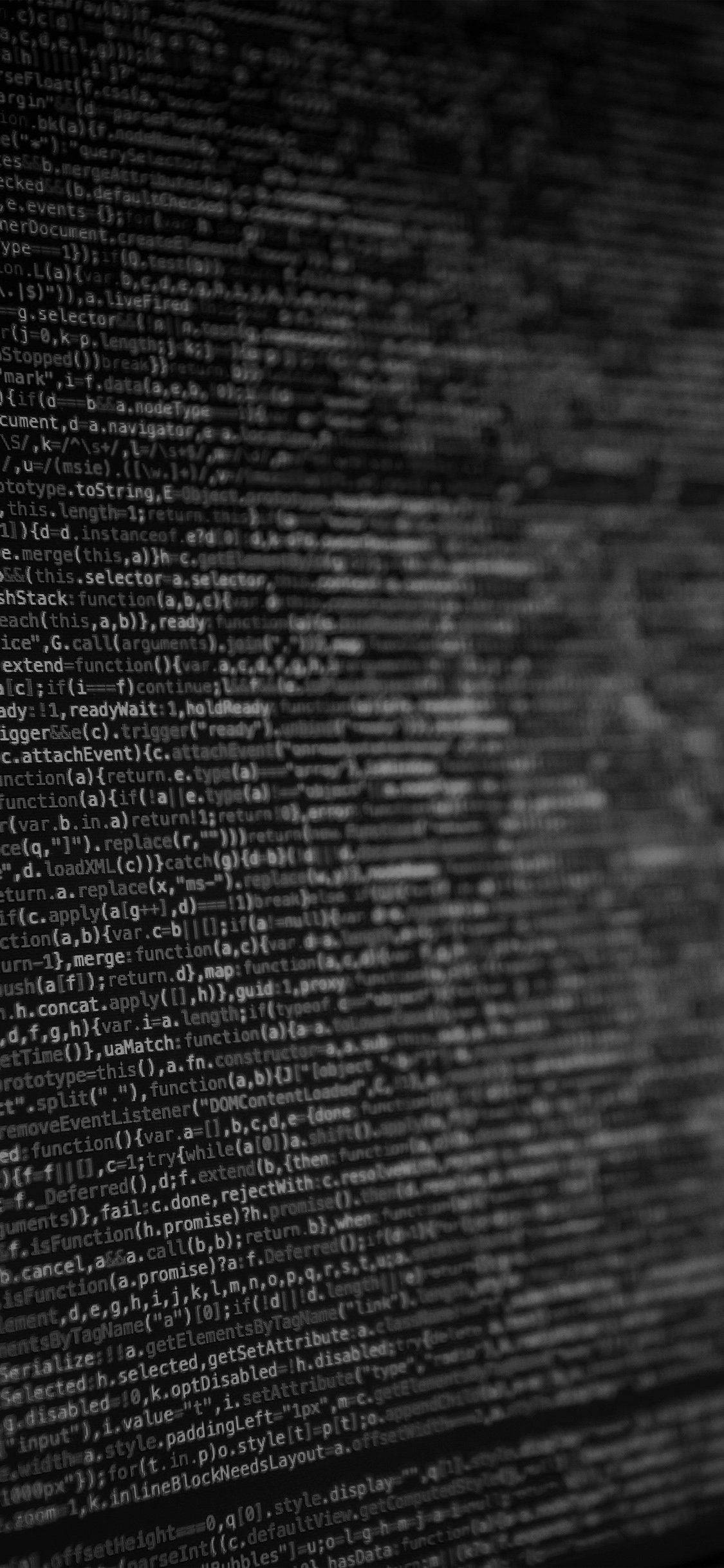 Programming iPhone, black and white codes, glowing computer code, Full HD Phone Wallpaper