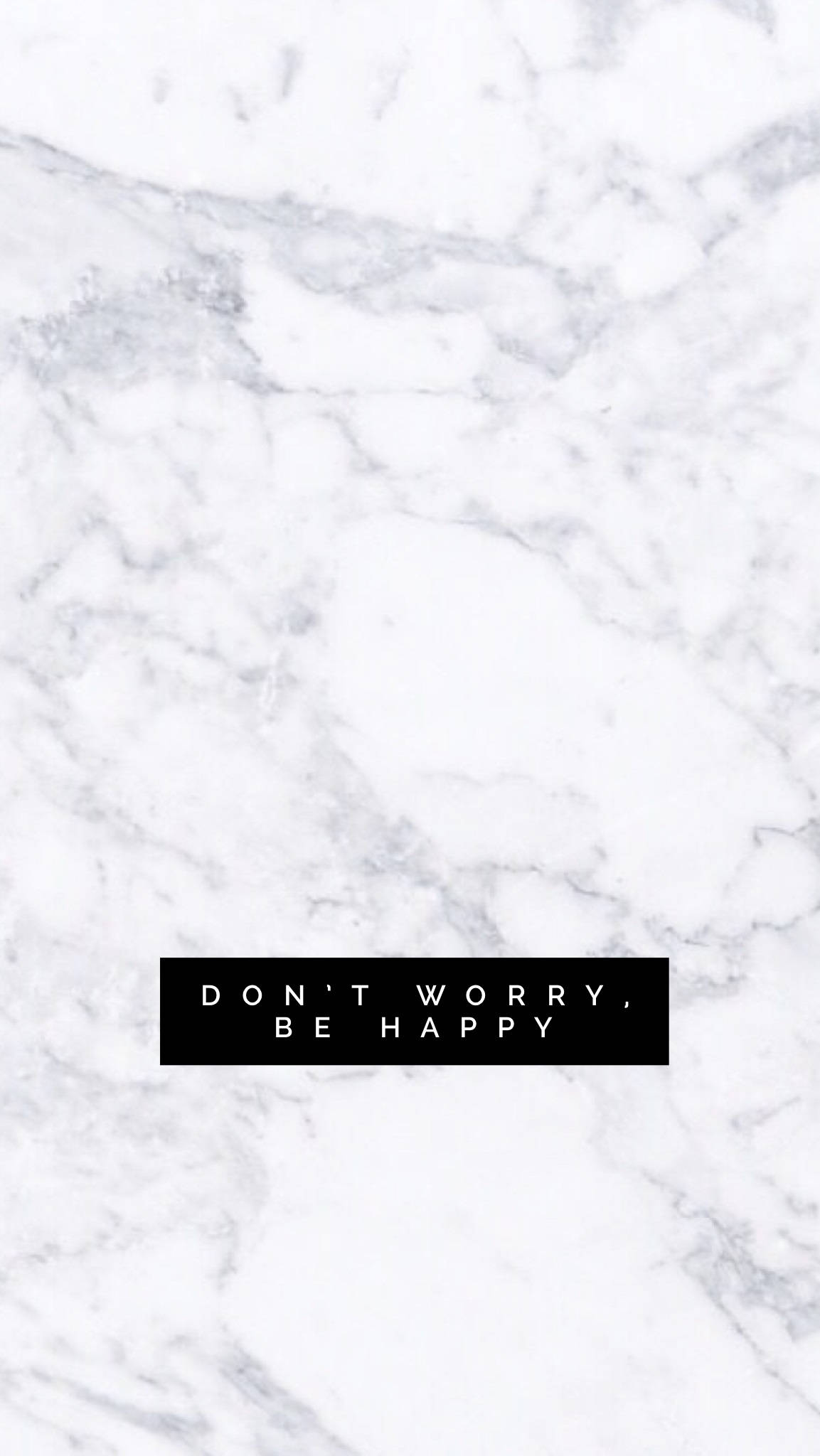 Black and White Marble, don't worry be happy, black text box, Full HD Phone Wallpaper