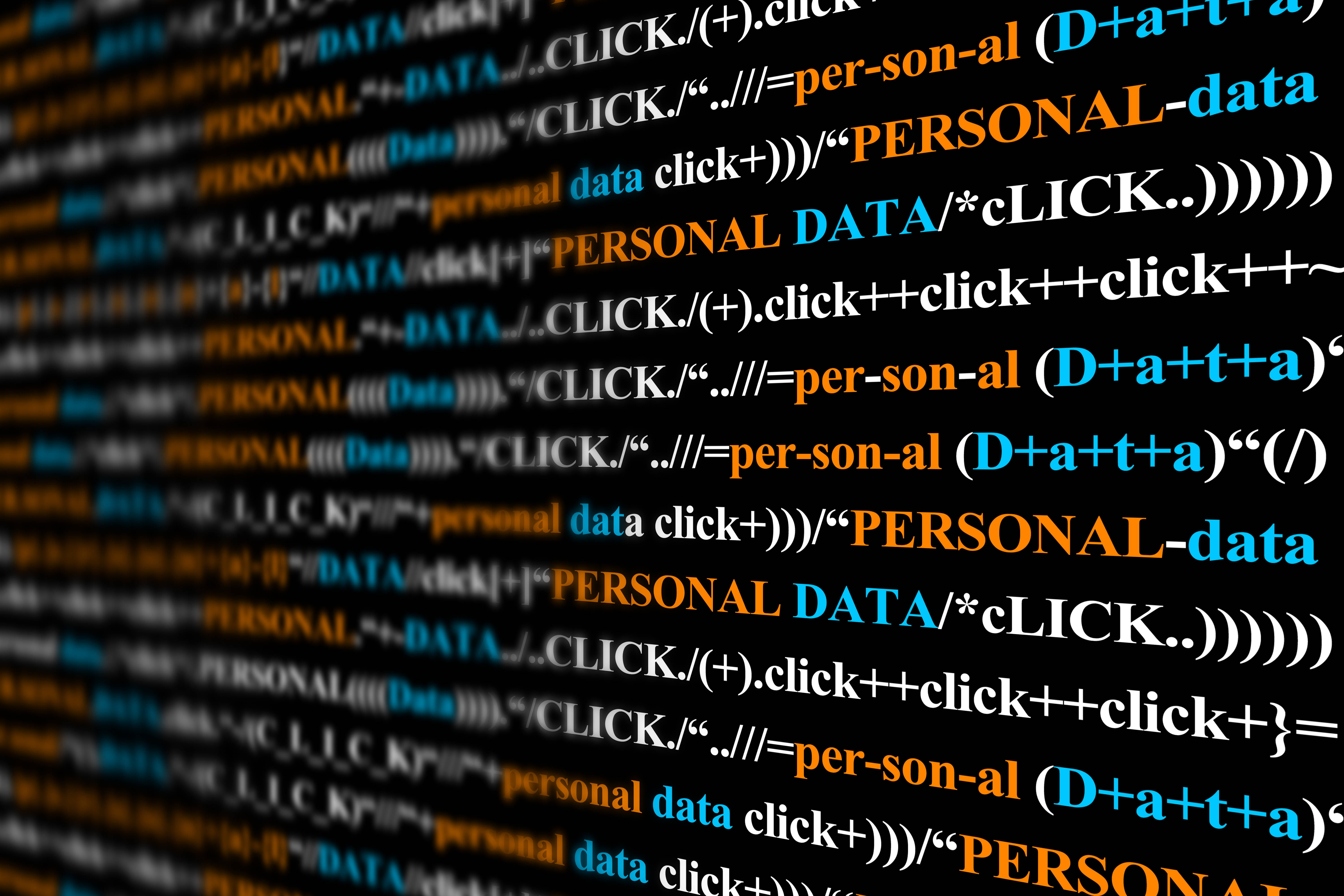 glowing digital code, PERSONAL DATA, CLICK, 5K Desktop Wallpaper