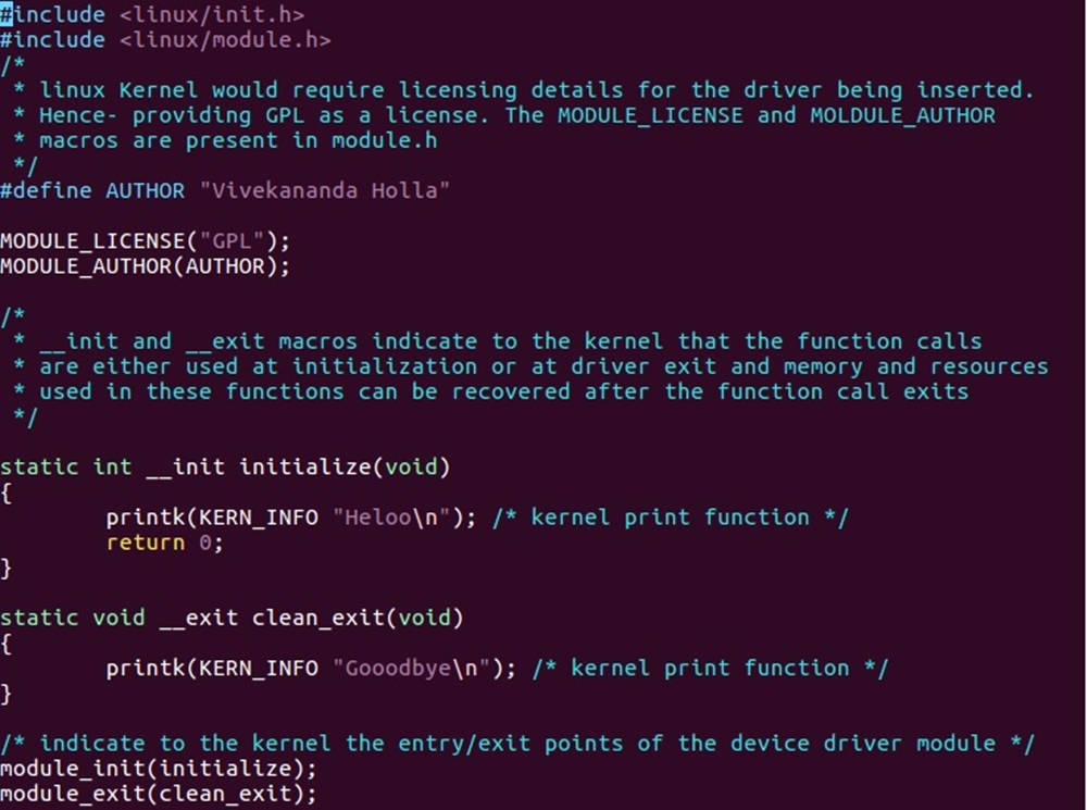 dark purple terminal screen, glowing teal Linux kernel module code, comments, SD Desktop Wallpaper