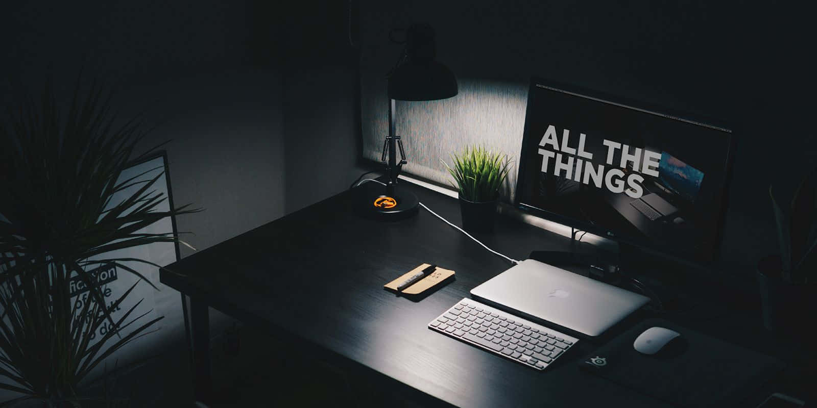 Project Management, modern desk, glowing monitor, HD Desktop Wallpaper