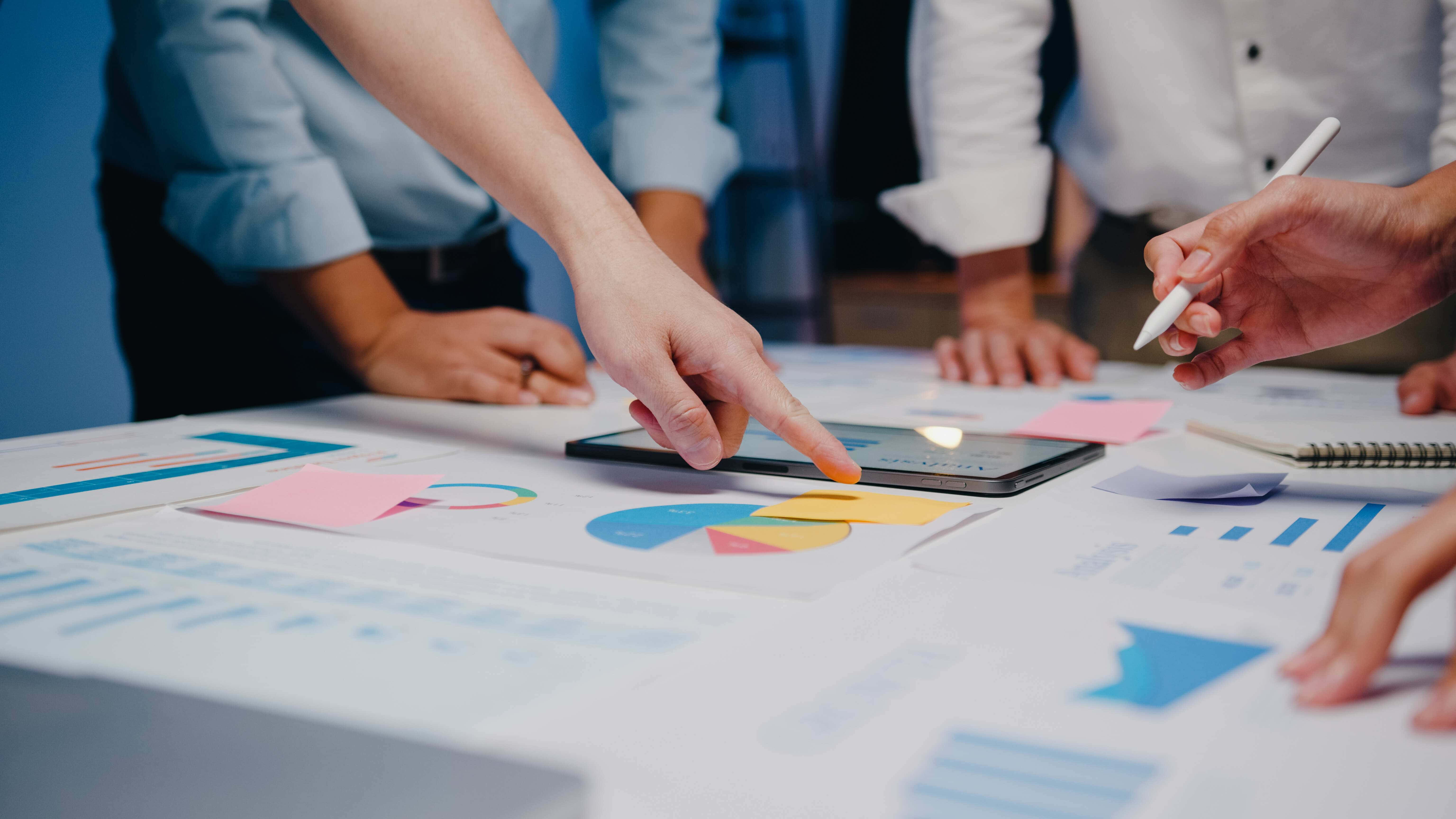 Project Management, table, colorful charts and graphs, 5K Desktop Wallpaper