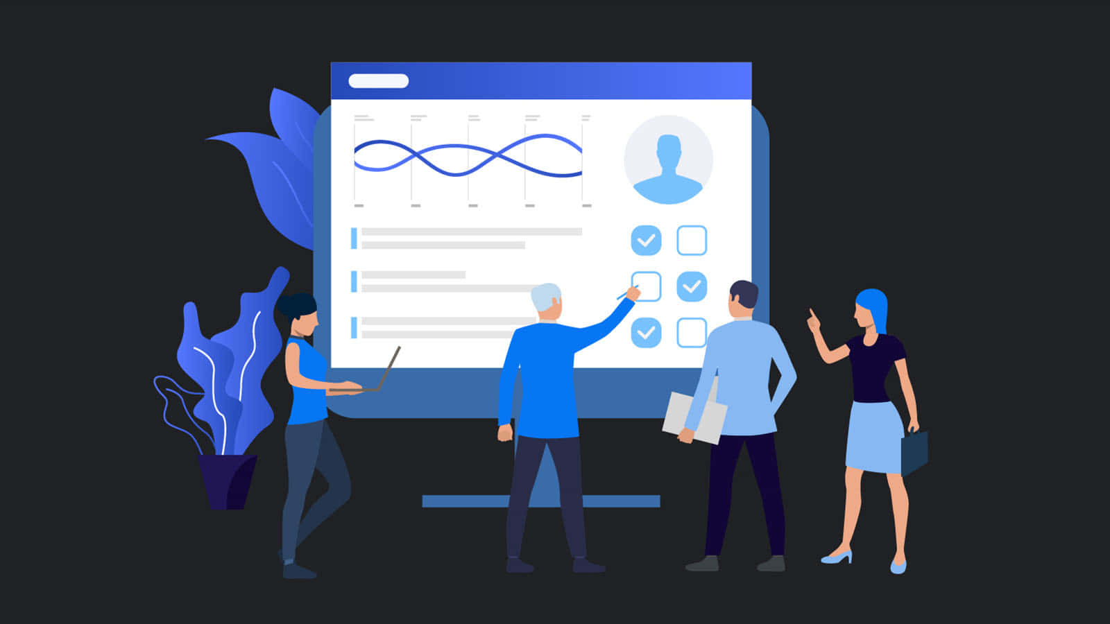 Project Management Team, cartoon, digital screen, HD Desktop Wallpaper