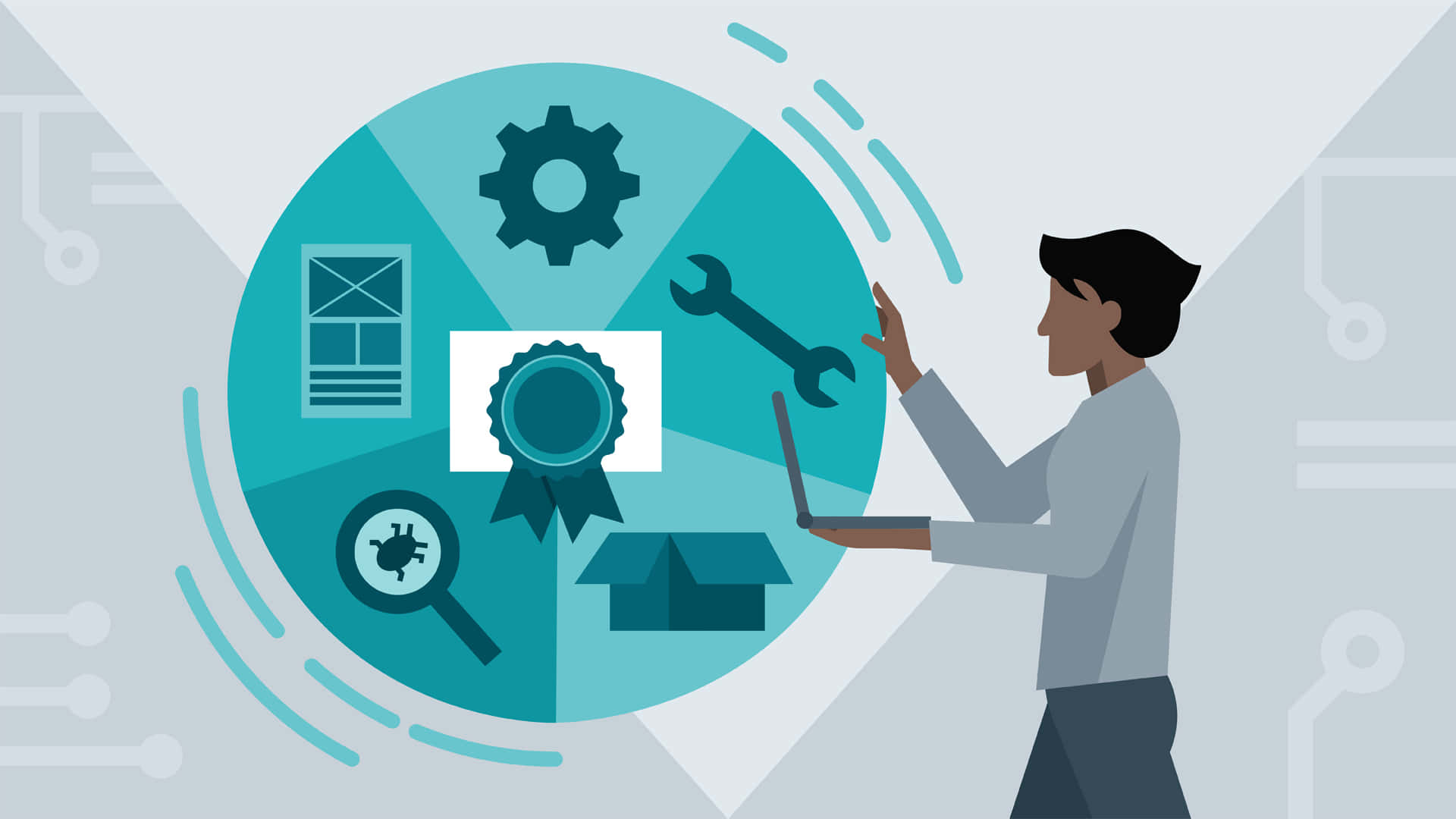 Project Management Wheel, gears, wrenches, Full HD Desktop Wallpaper