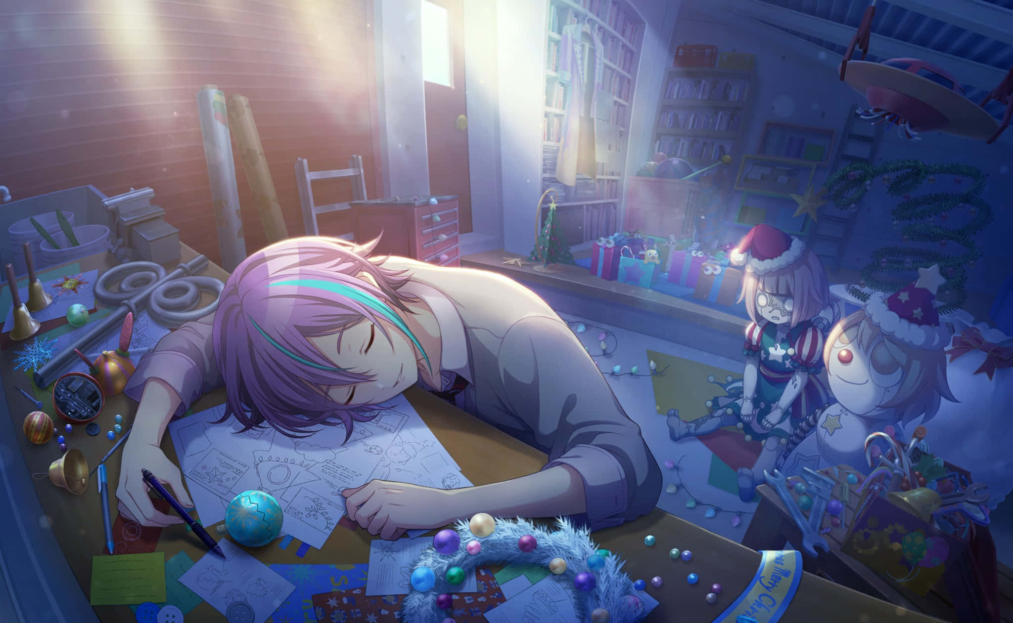 Project Sekai, Christmas Preparation Slumber, anime artist, Full HD Desktop Wallpaper