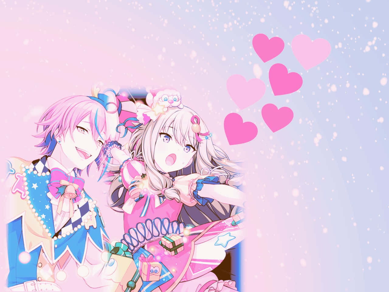 Project Sekai, Colorful Stage Characters, pink backdrop, HD Desktop Wallpaper