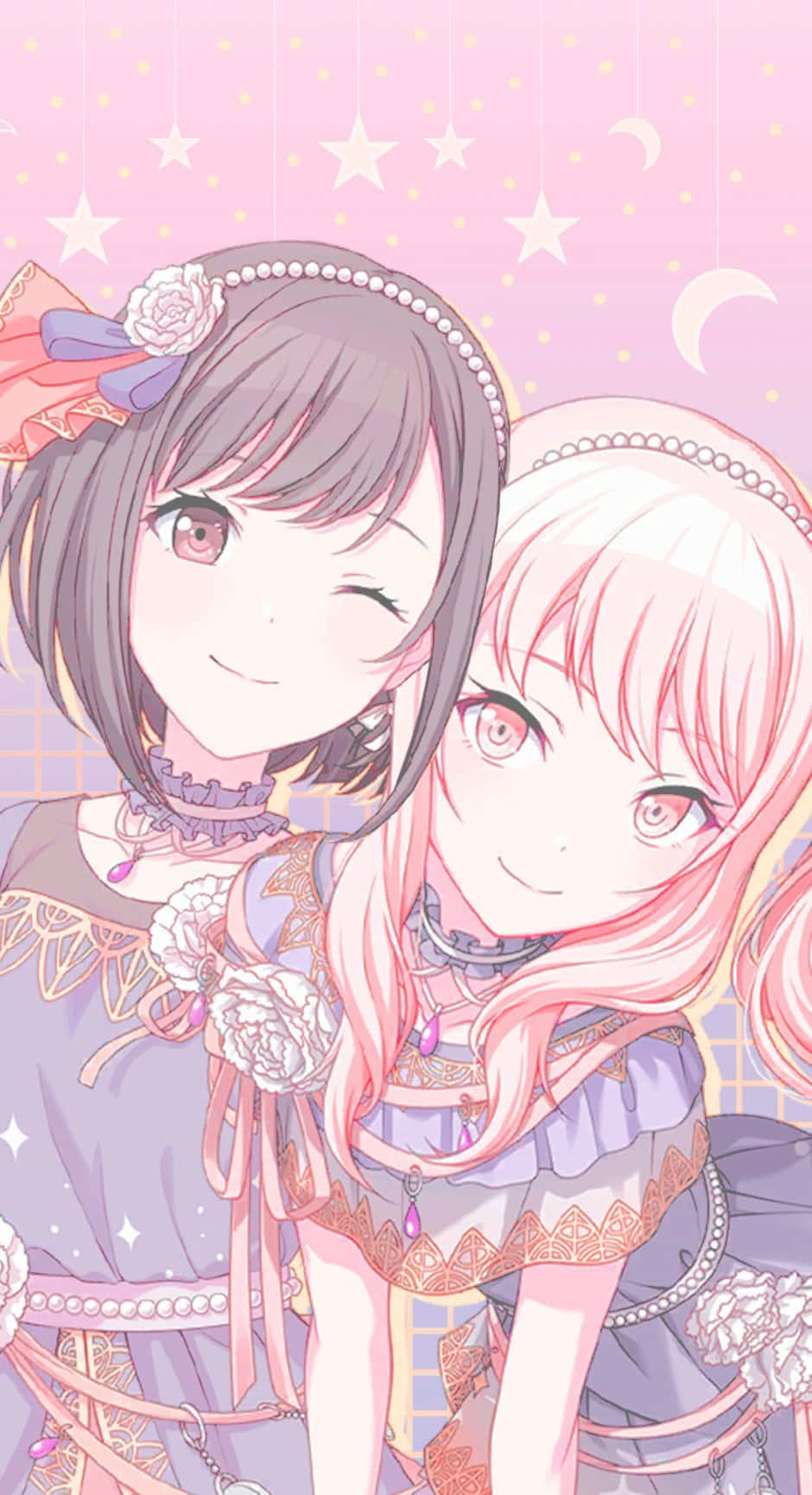 Project Sekai, anime girls, purple lace dresses, HD Phone Wallpaper