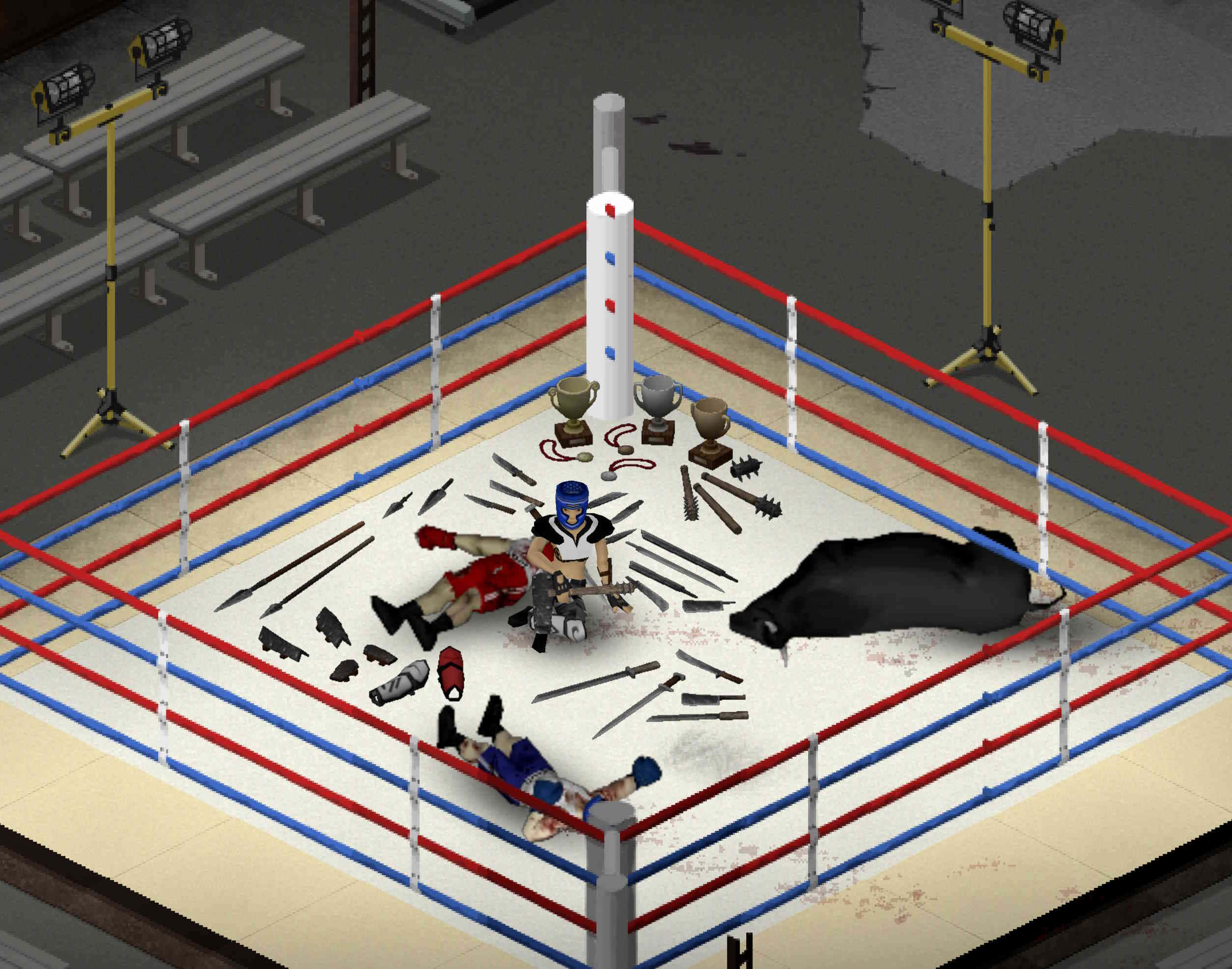 Project Zomboid, boxing ring, bloody, Full HD Desktop Wallpaper