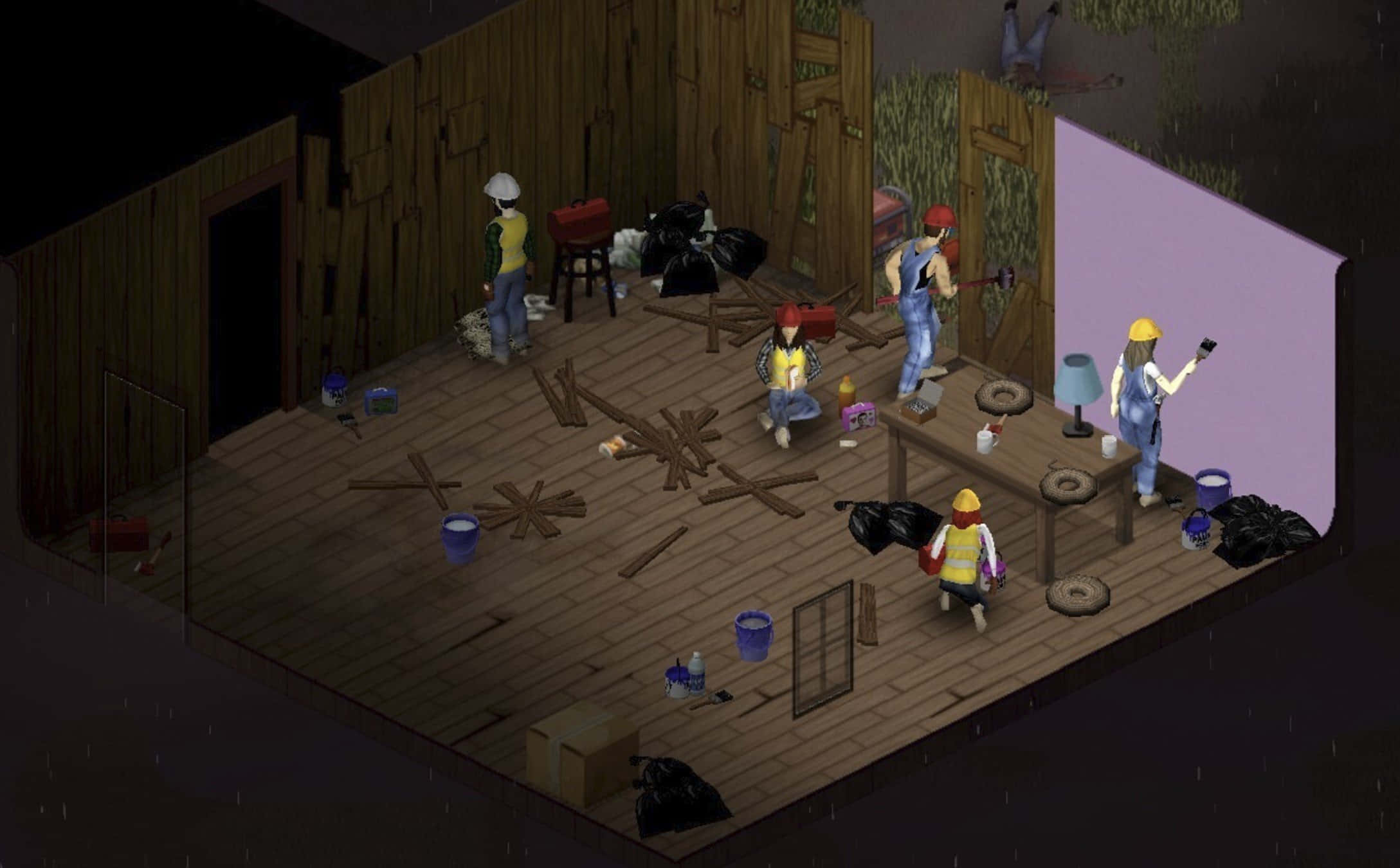 Project Zomboid, survivorsin safehouse, isometric view, Full HD Desktop Wallpaper