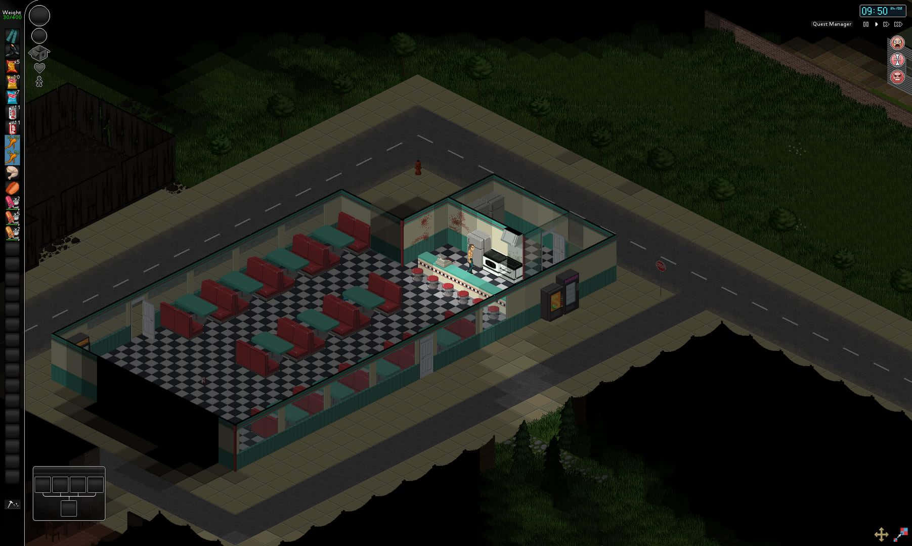 Project Zomboid, diner, nighttime, HD Desktop Wallpaper