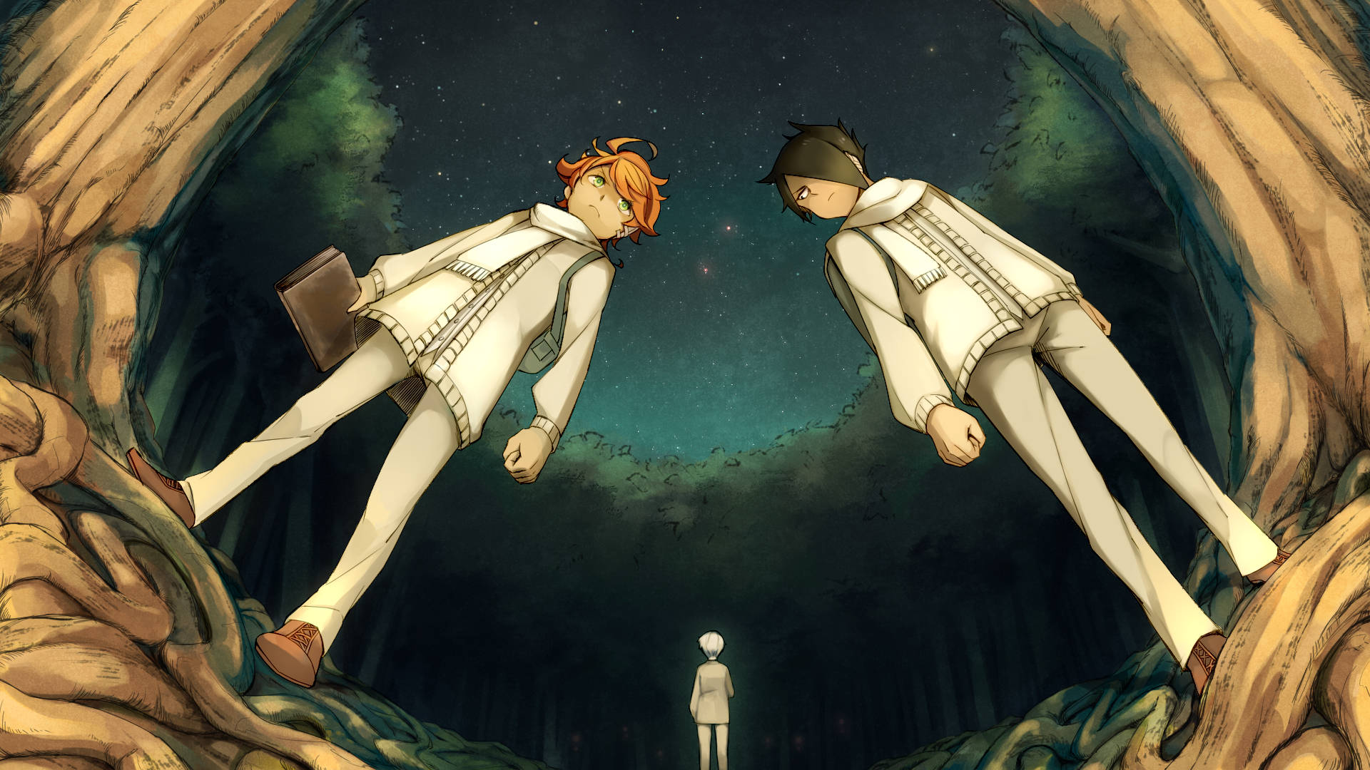 The Promised Neverland, starry cave, cosmic light, Full HD Desktop Wallpaper