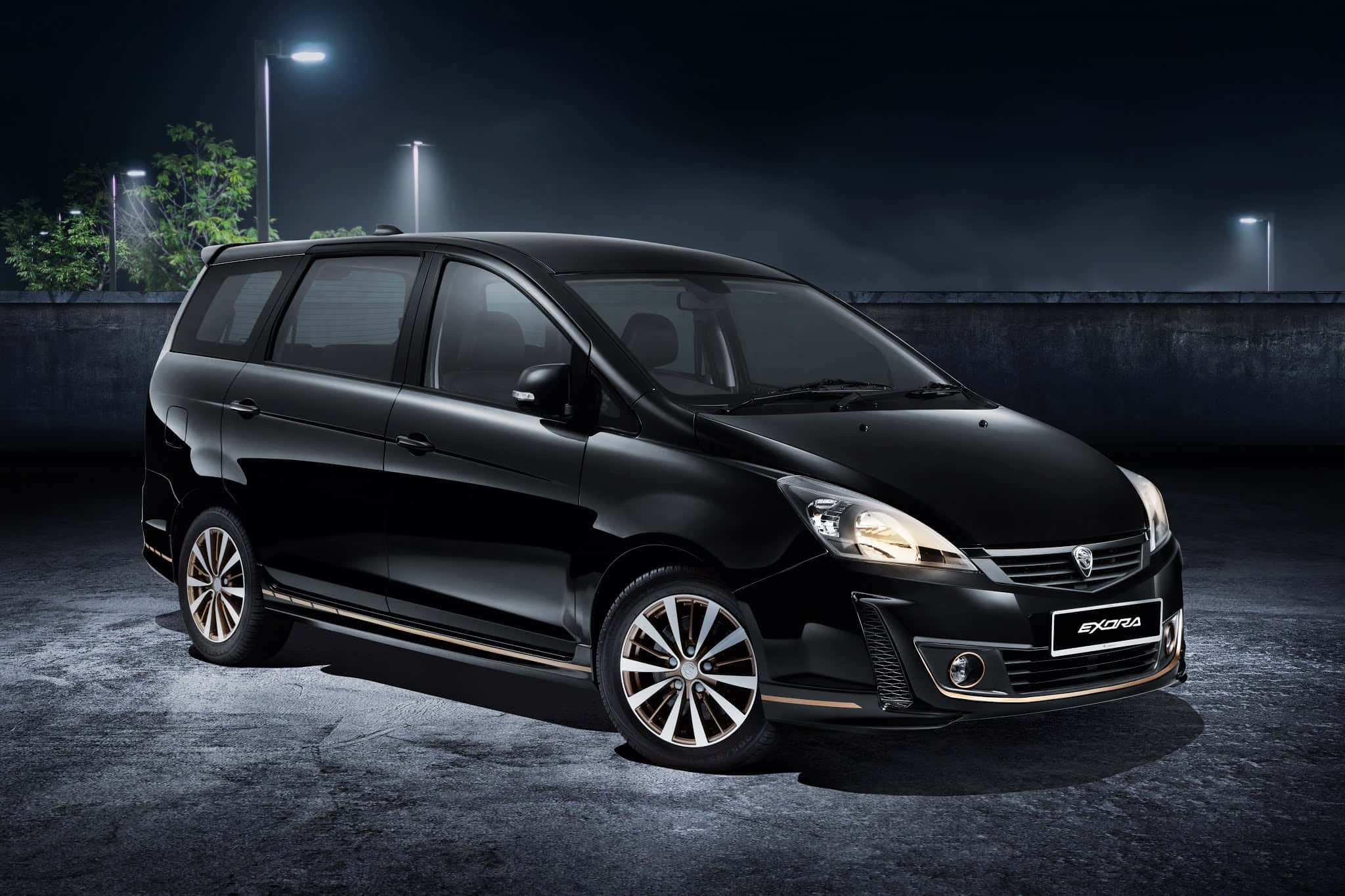 Proton Exora, black, night lighting, Full HD Desktop Wallpaper