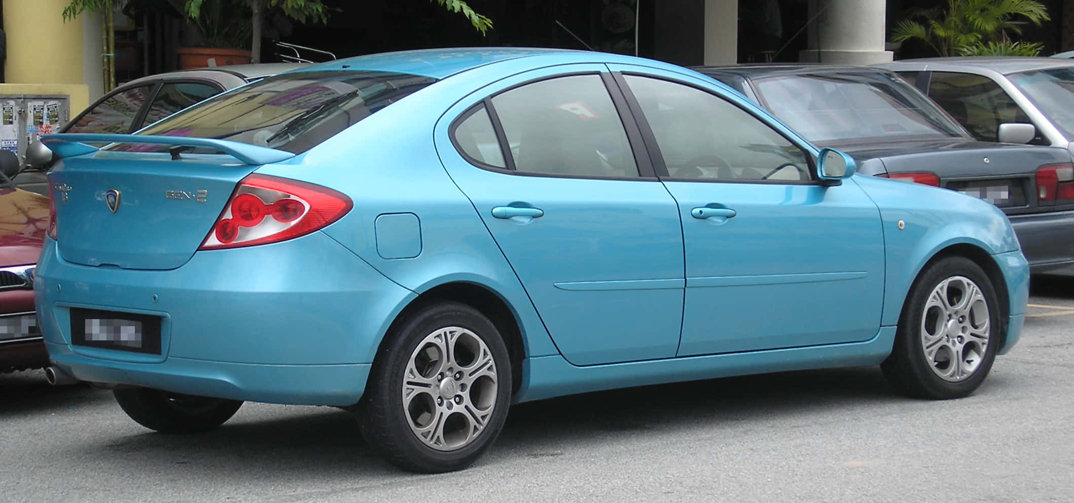 Proton Gen-2, vibrant light blue, red taillights, Full HD Desktop Wallpaper