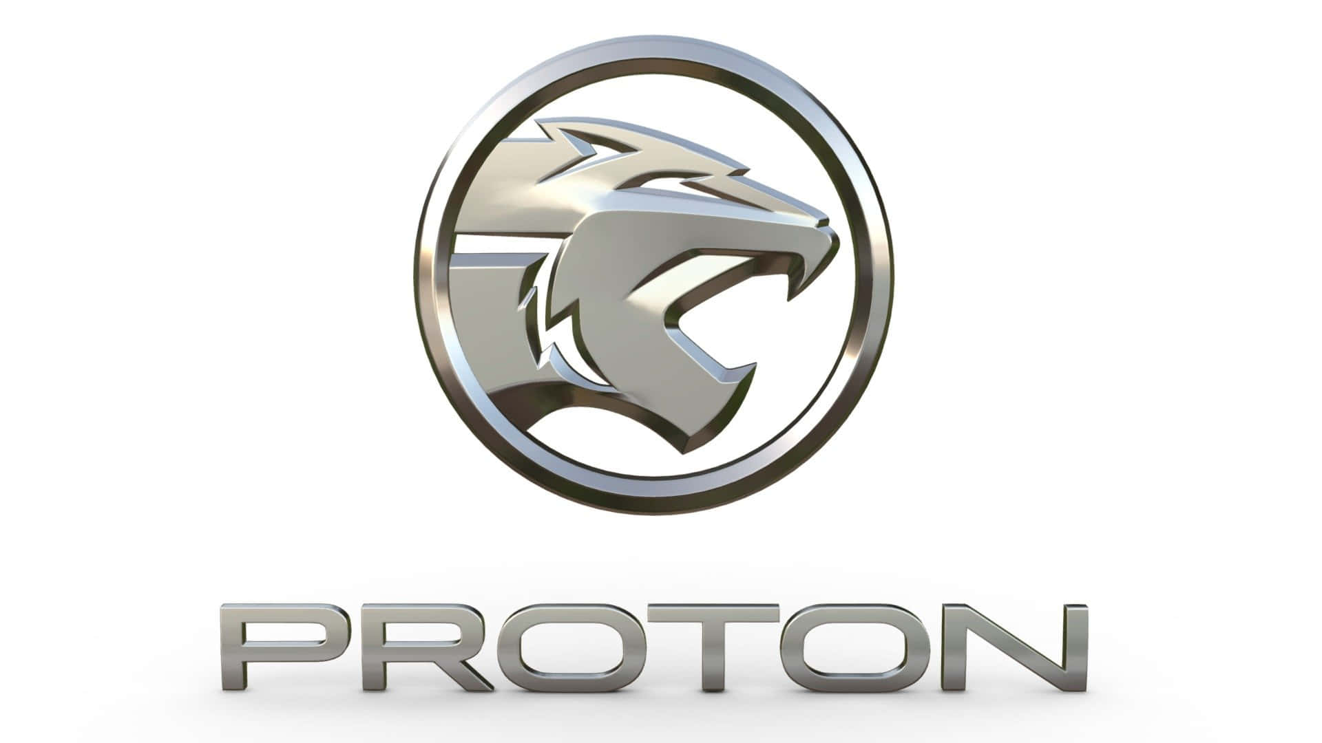 Proton, metallic Proton logo, roaring tiger head, Full HD Desktop Wallpaper