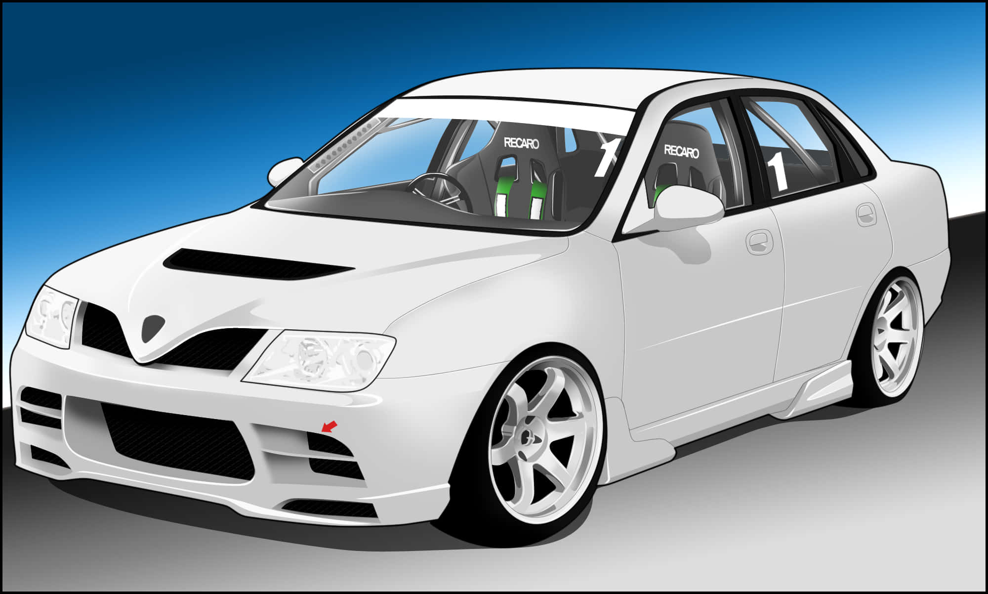 Proton 2000, x 1202, sleek white modified sedan, Full HD Desktop Wallpaper