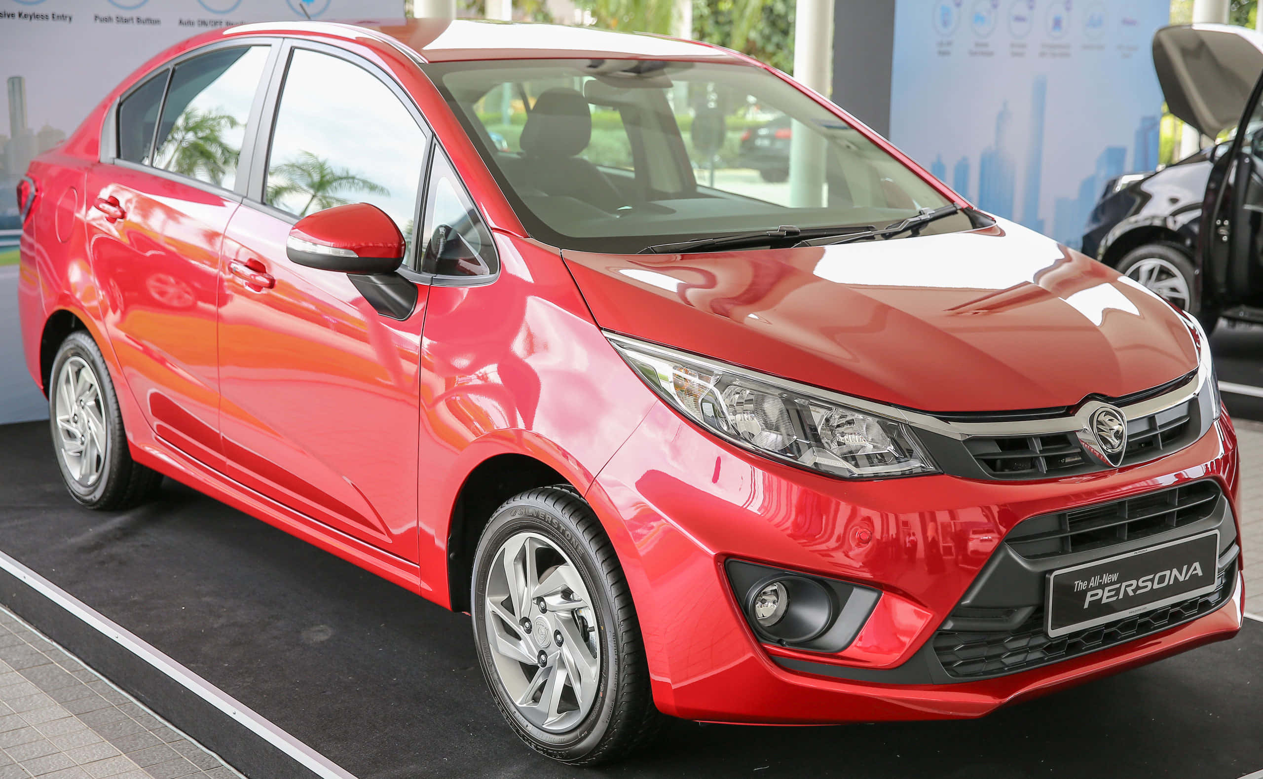 Proton Persona, glossy red, sedan, 2K Desktop Wallpaper