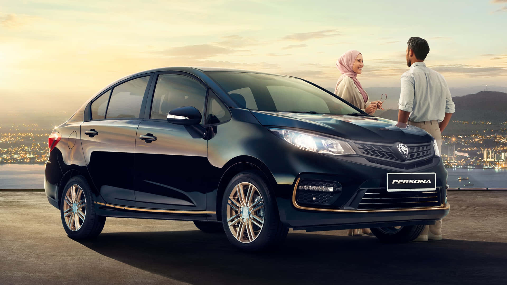 Proton Persona, black, golden sunset, Full HD Desktop Wallpaper