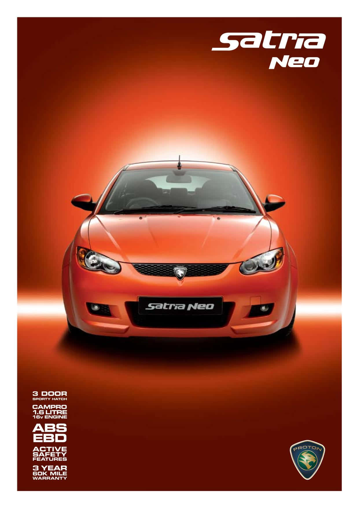 Proton Satria Neo, vibrant orange, glowing red gradient background, HD Phone Wallpaper