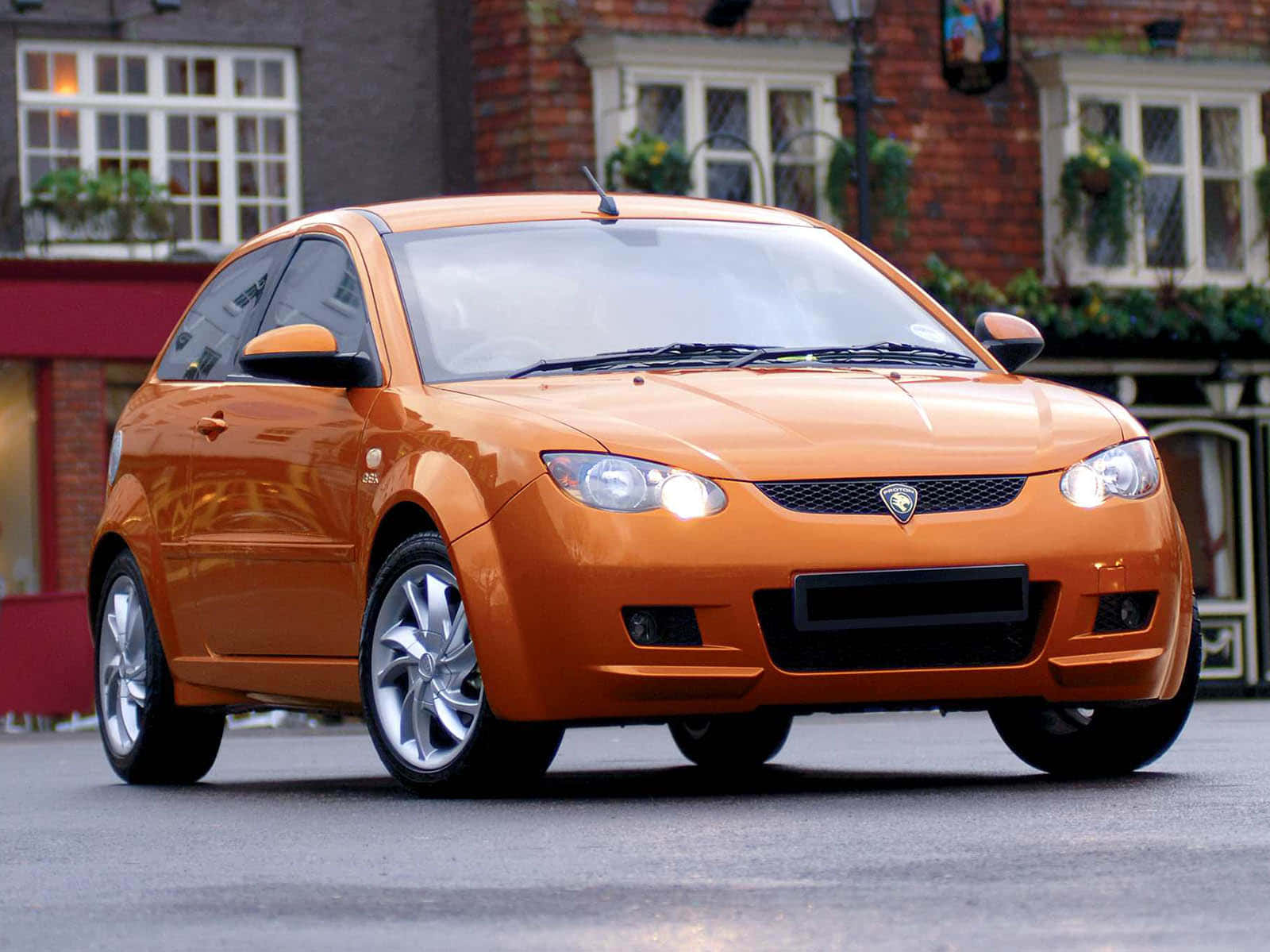 Proton Satria-Neo, glossy orange, hatchback, HD Desktop Wallpaper