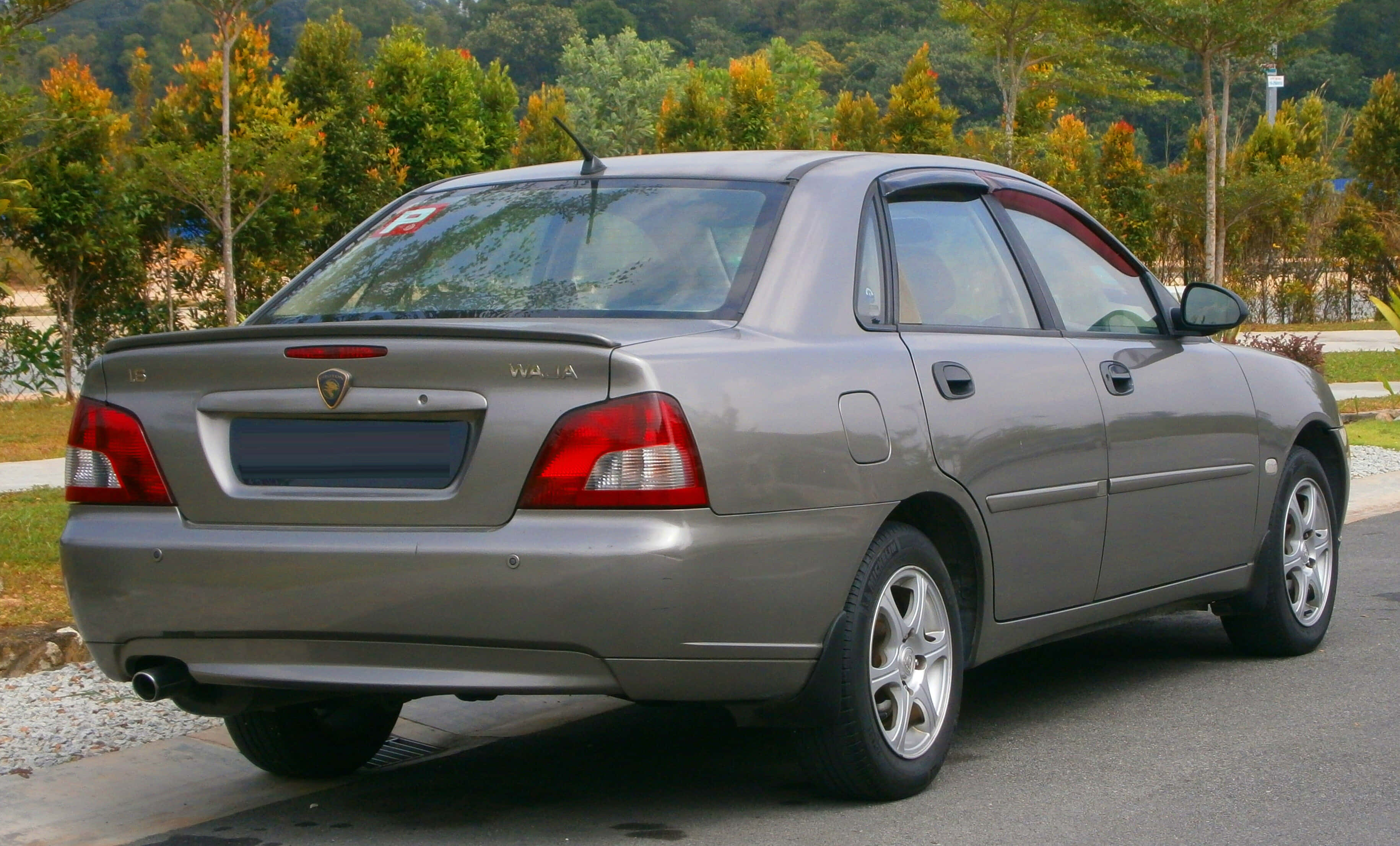 Proton Waja, silver sedan, paved road, 2K Desktop Wallpaper