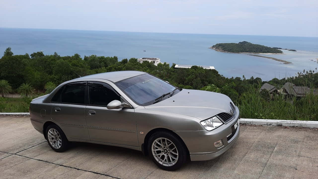 Proton Waja, silver, concrete overlook, HD Desktop Wallpaper