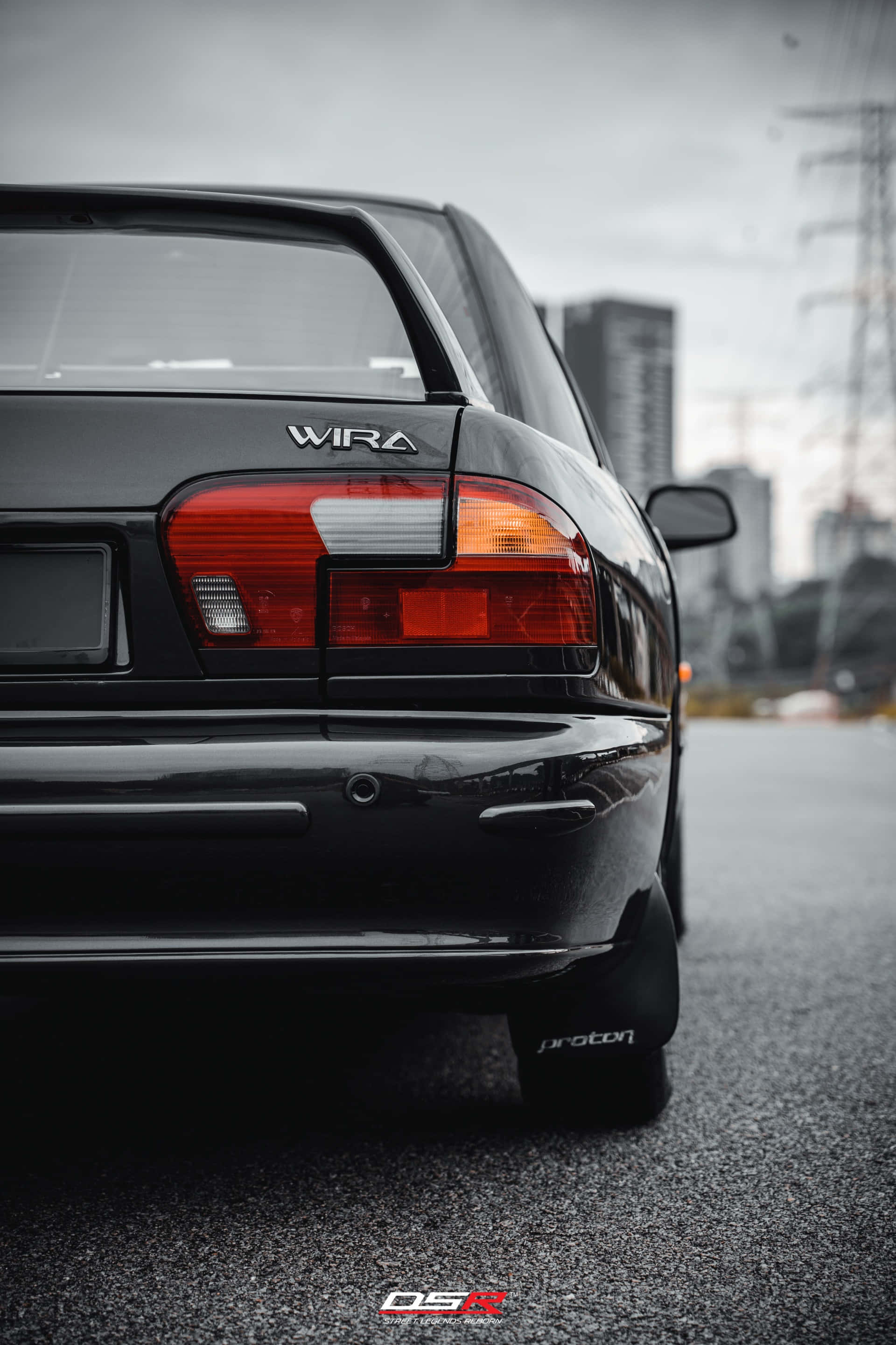 Proton Wira, black, red taillights, 2K Phone Wallpaper