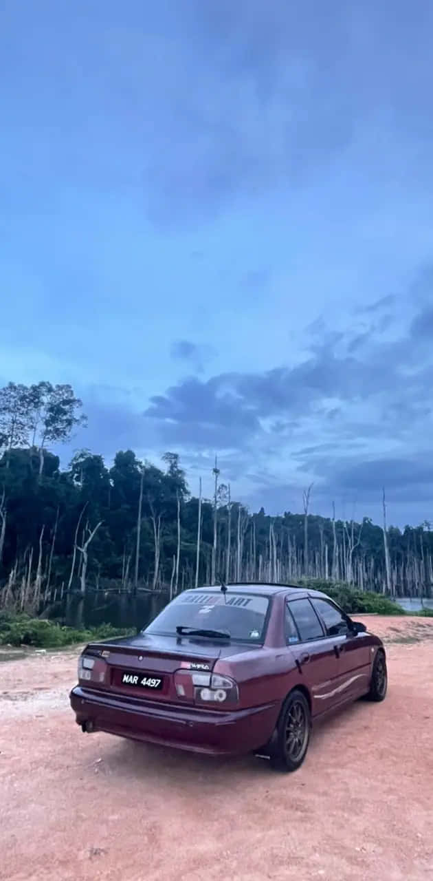 Proton Wira, maroon sedan, reddish dirt, HD Phone Wallpaper