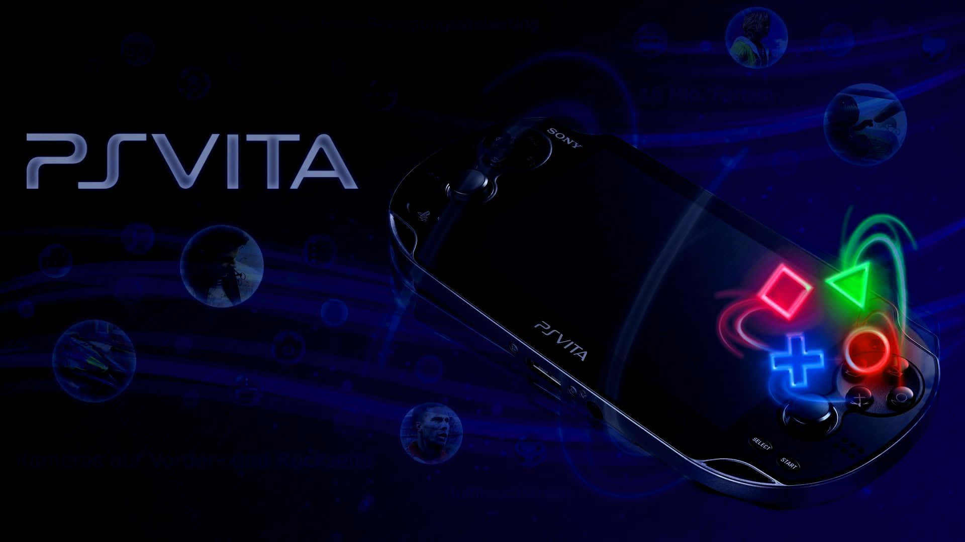 PS Vita, black, neon controller buttons, Full HD Desktop Wallpaper