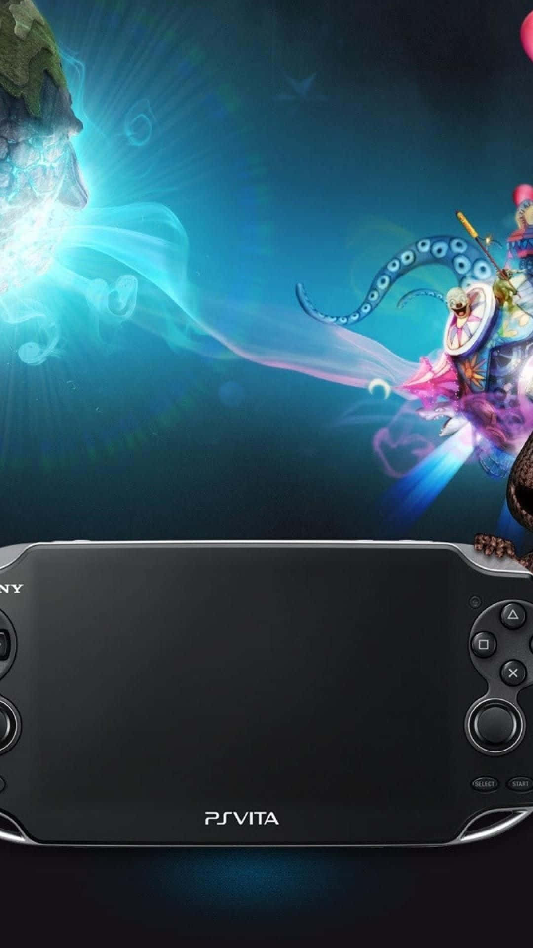 PS Vita, black, glowing blue octopus, Full HD Phone Wallpaper