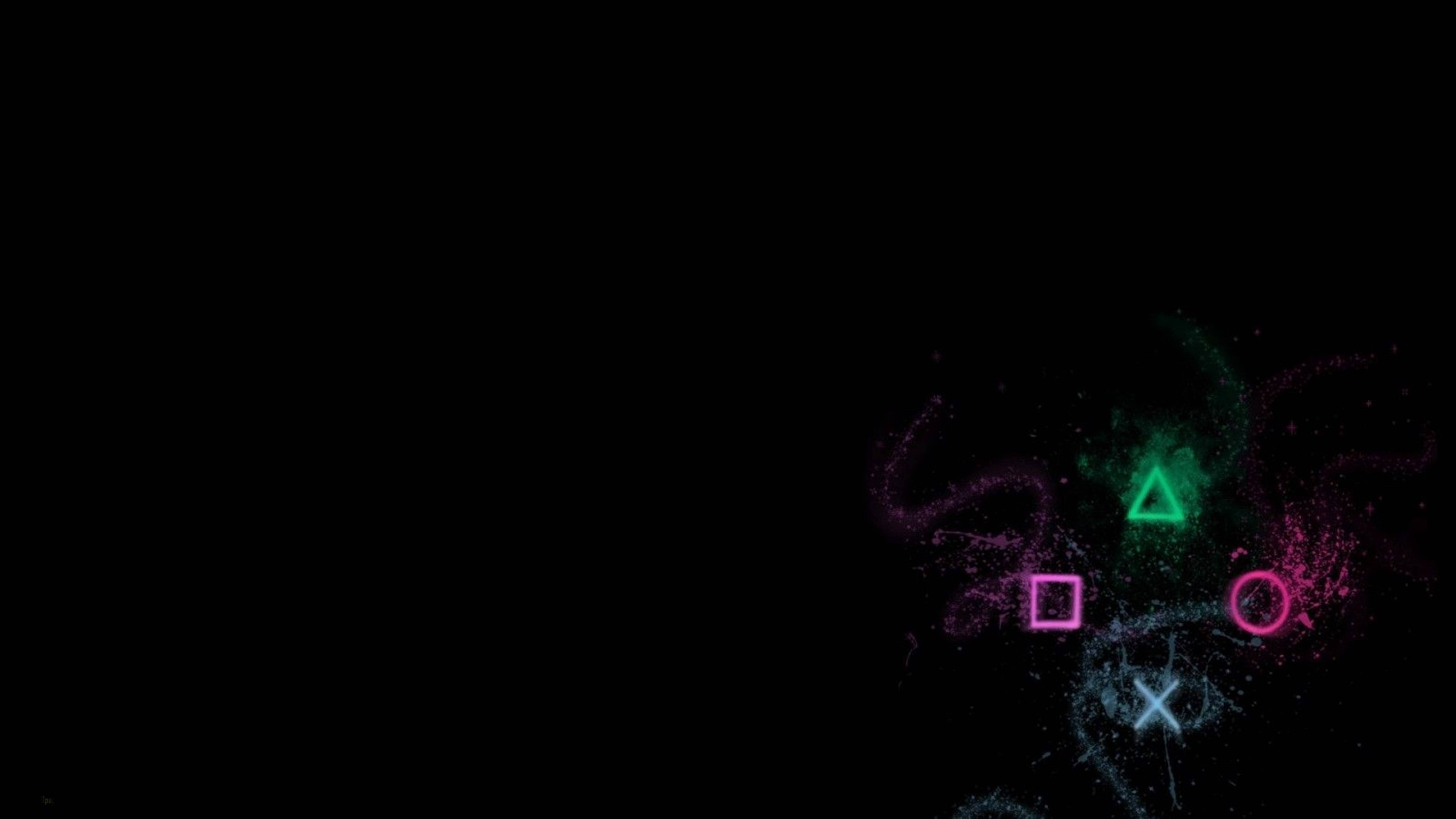 Neon Action Button Symbols, 4K PS4, PlayStation controller symbols, 5K Desktop Wallpaper