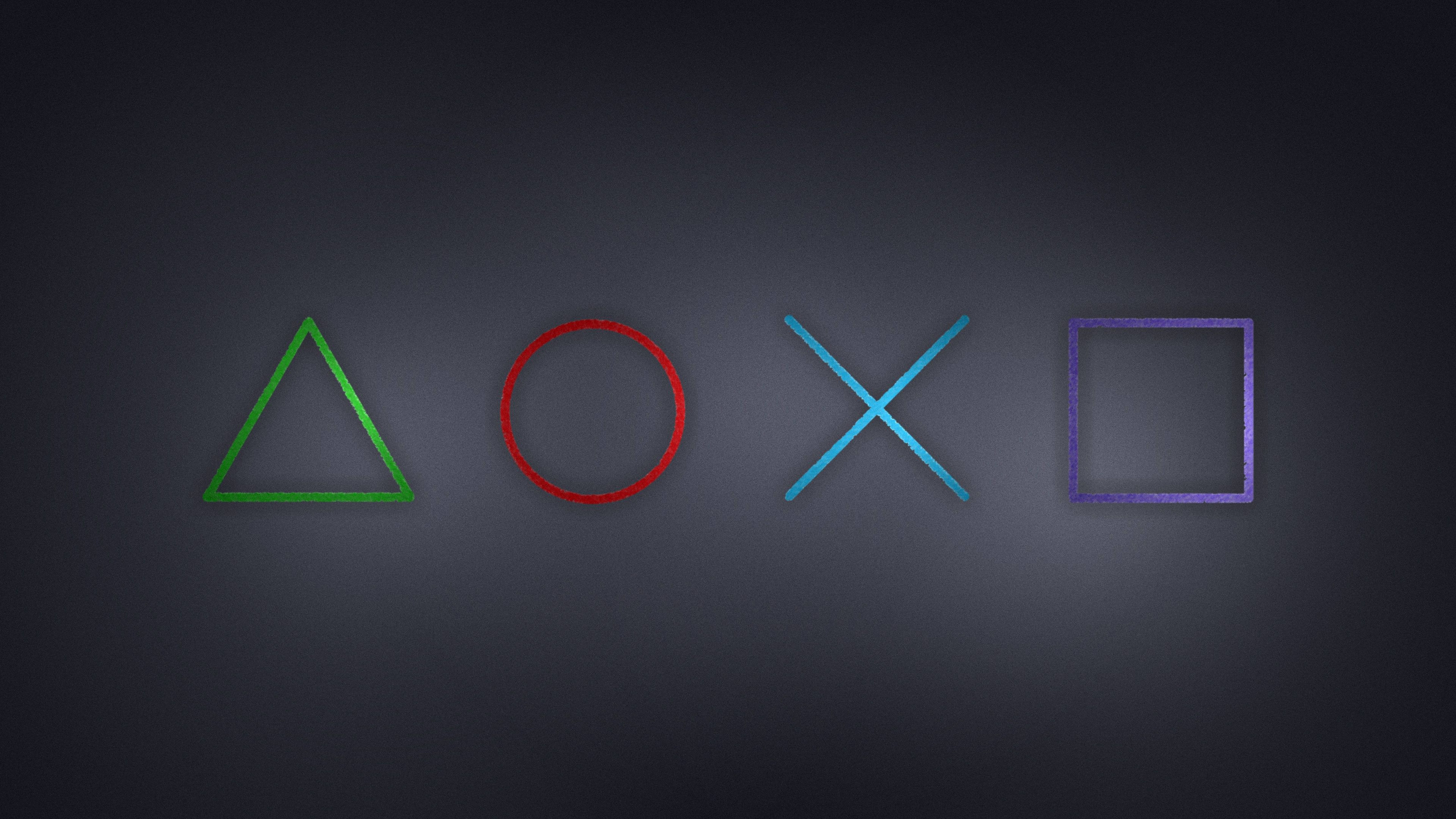 Action Buttons 4K PS4, PlayStation controller symbols, triangle, 5K Desktop Wallpaper