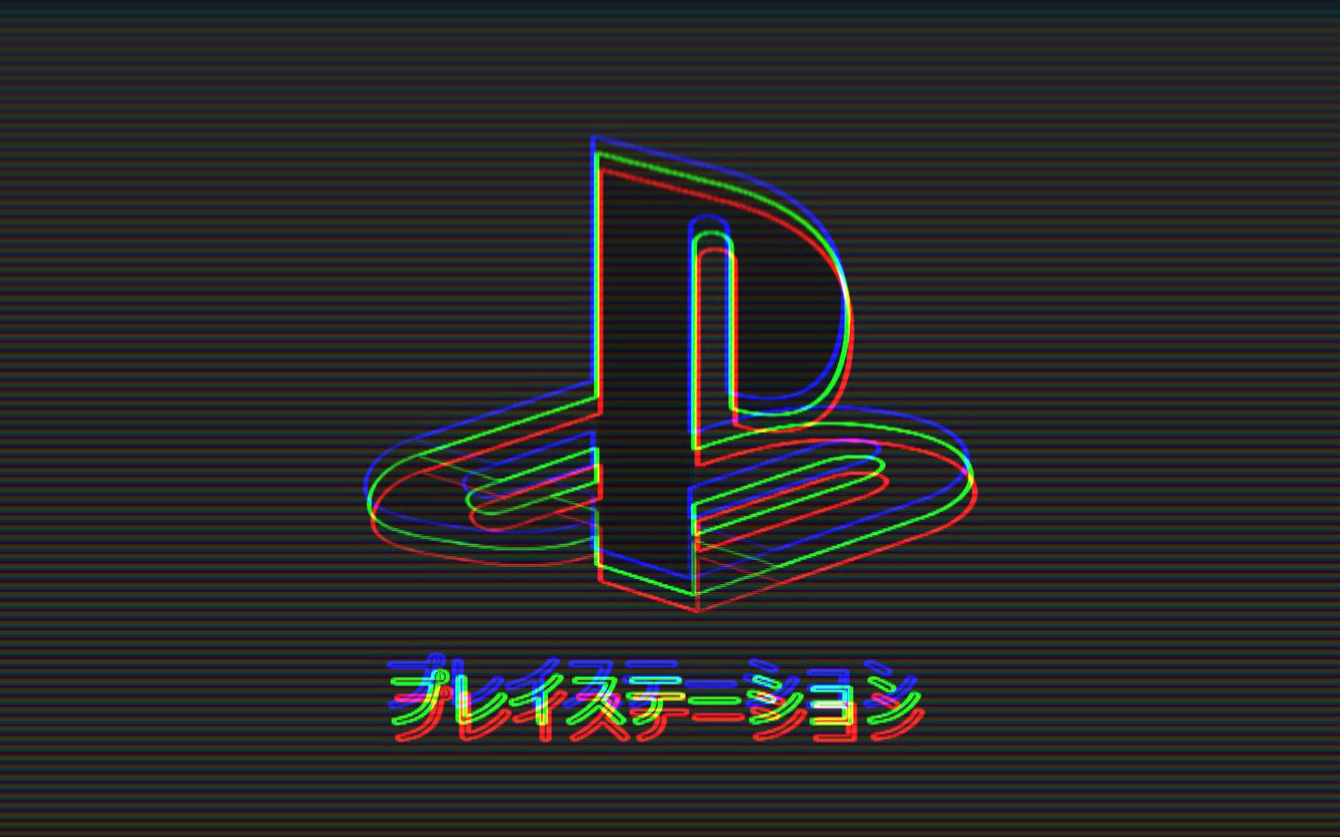 PS4 Logo, neon lights, rainbow outlines, Full HD Desktop Wallpaper