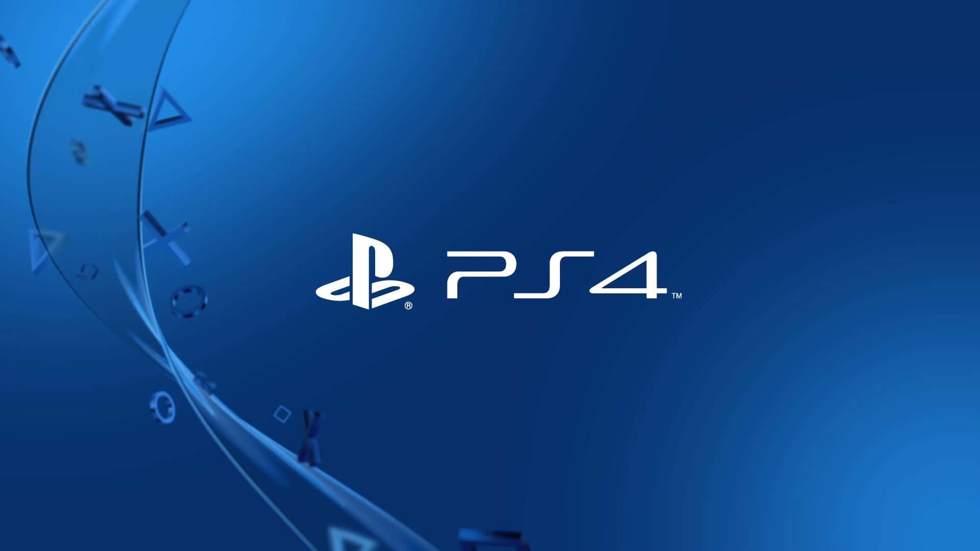 PS4 Logo, white, gradient blue background, Full HD Desktop Wallpaper