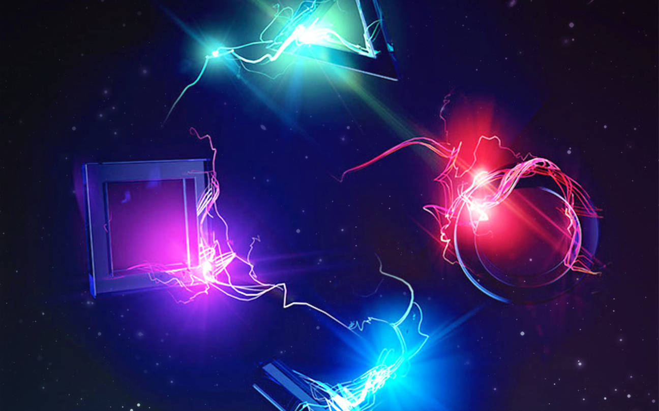 PS4, neon, geometric frames, HD Desktop Wallpaper