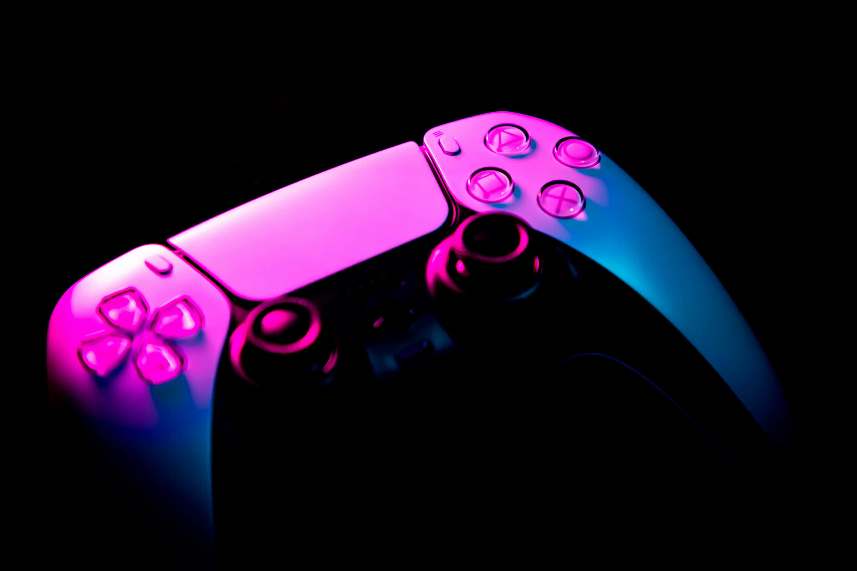 Ps5 Controller, neon light, pink, 2K Desktop Wallpaper